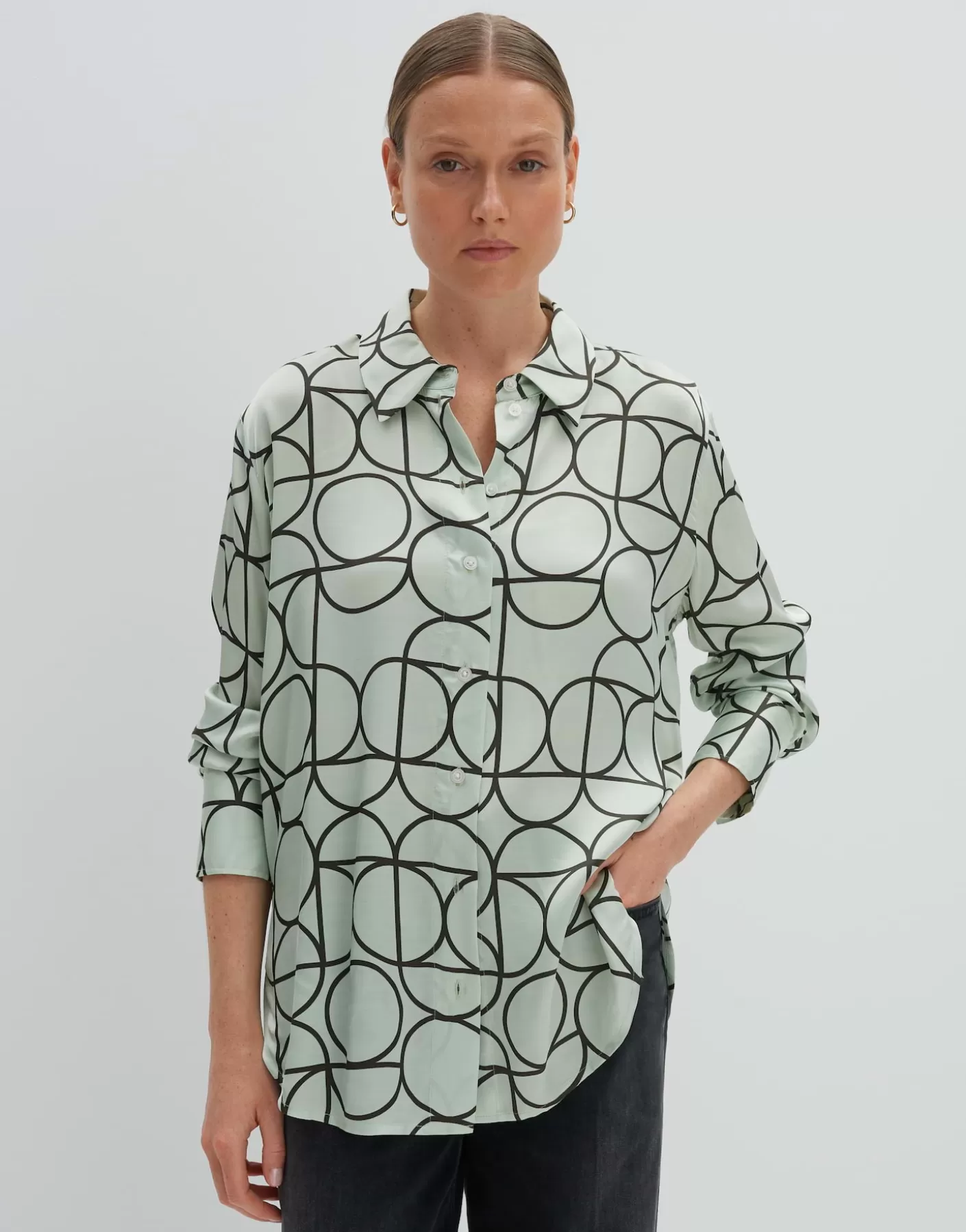 Chemisiers<OPUS Commander Blouse Avec Imprimé Zeline Vert En Ligne pale jade