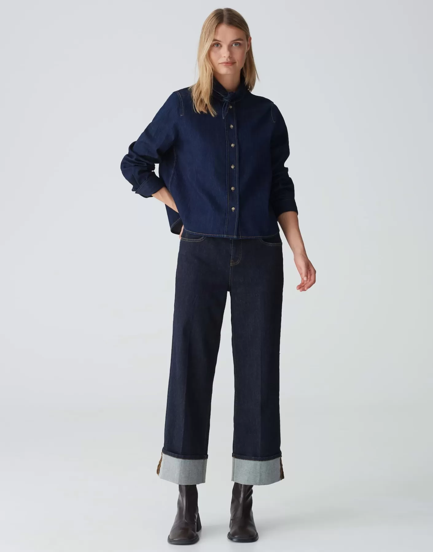 Chemisiers<OPUS Commander Blouse En Jean Farilla Bleu En Ligne rinsed blue