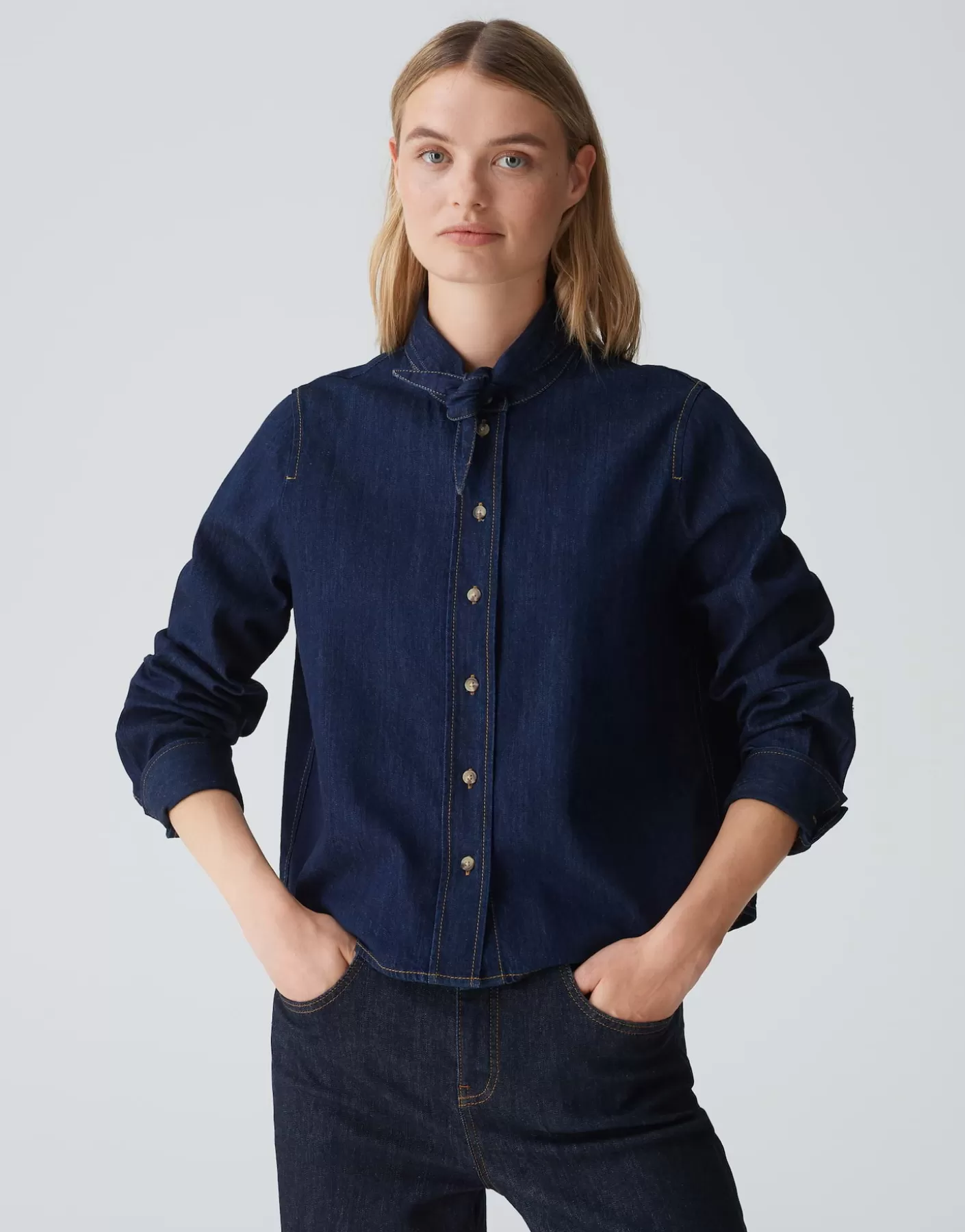 Chemisiers<OPUS Commander Blouse En Jean Farilla Bleu En Ligne rinsed blue