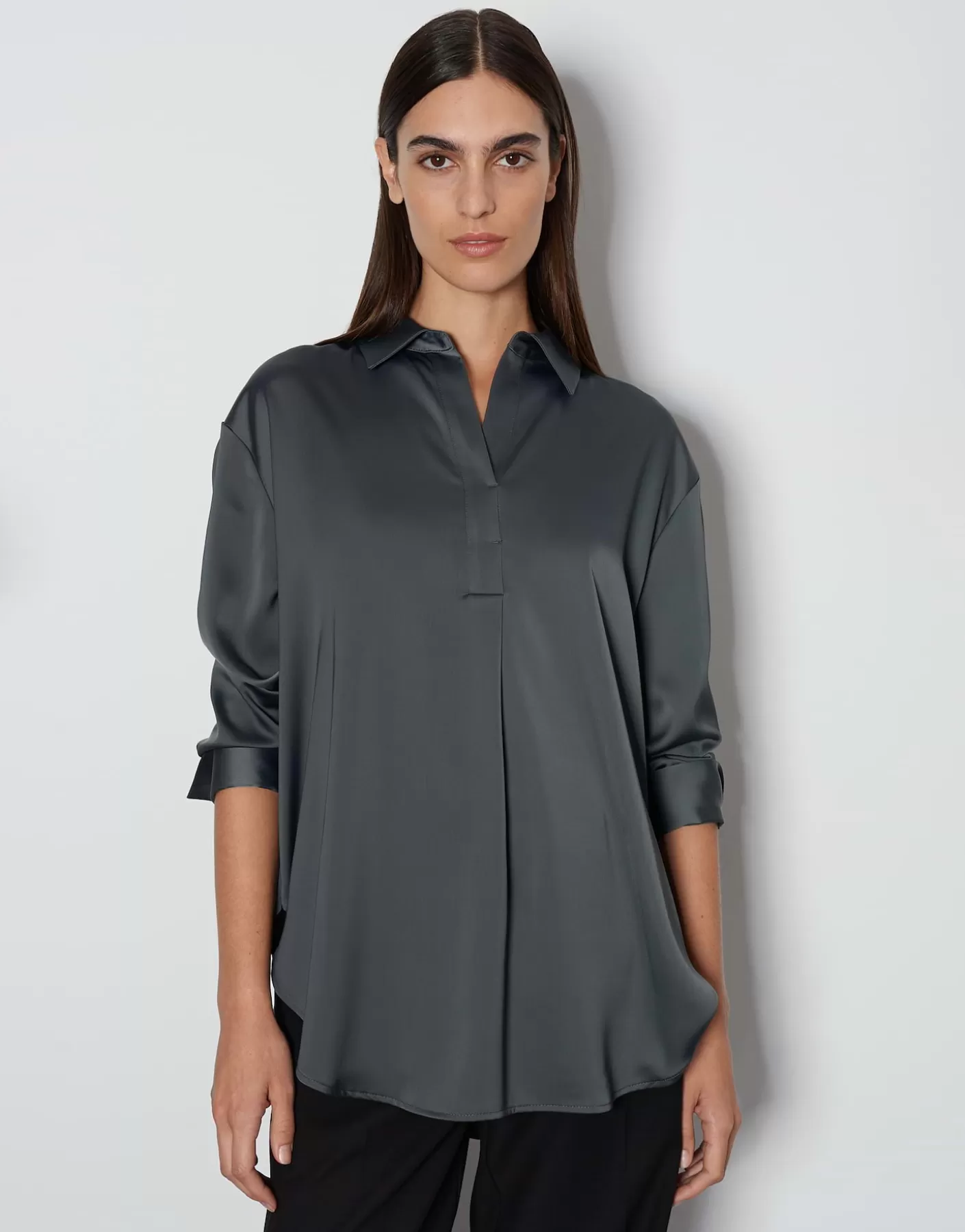 Chemisiers<OPUS Commander Blouse En Satin Zanza Gris En Ligne silver moon