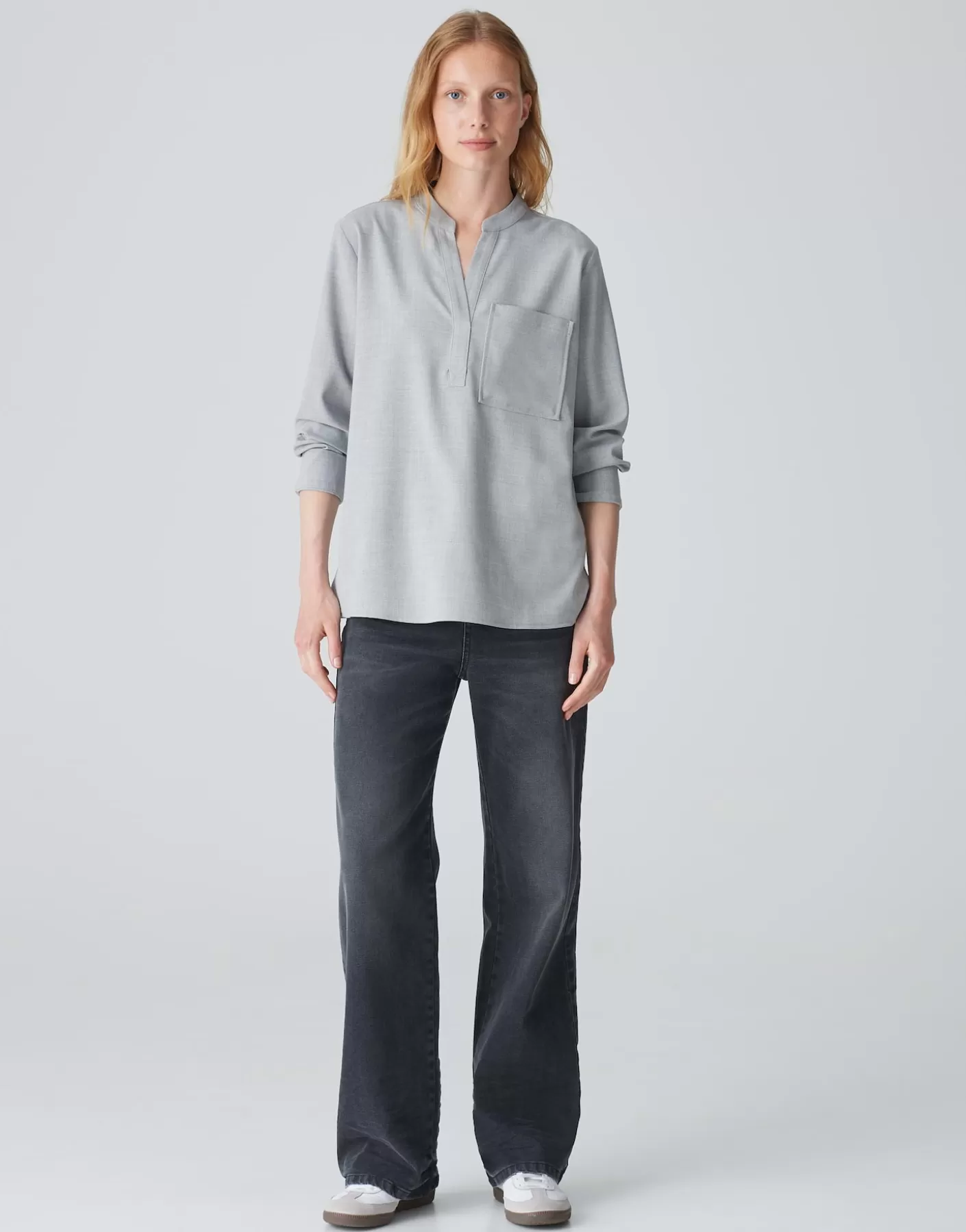 Chemisiers<OPUS Commander Blouse Tunique Fanell Gris En Ligne hazy fog melange