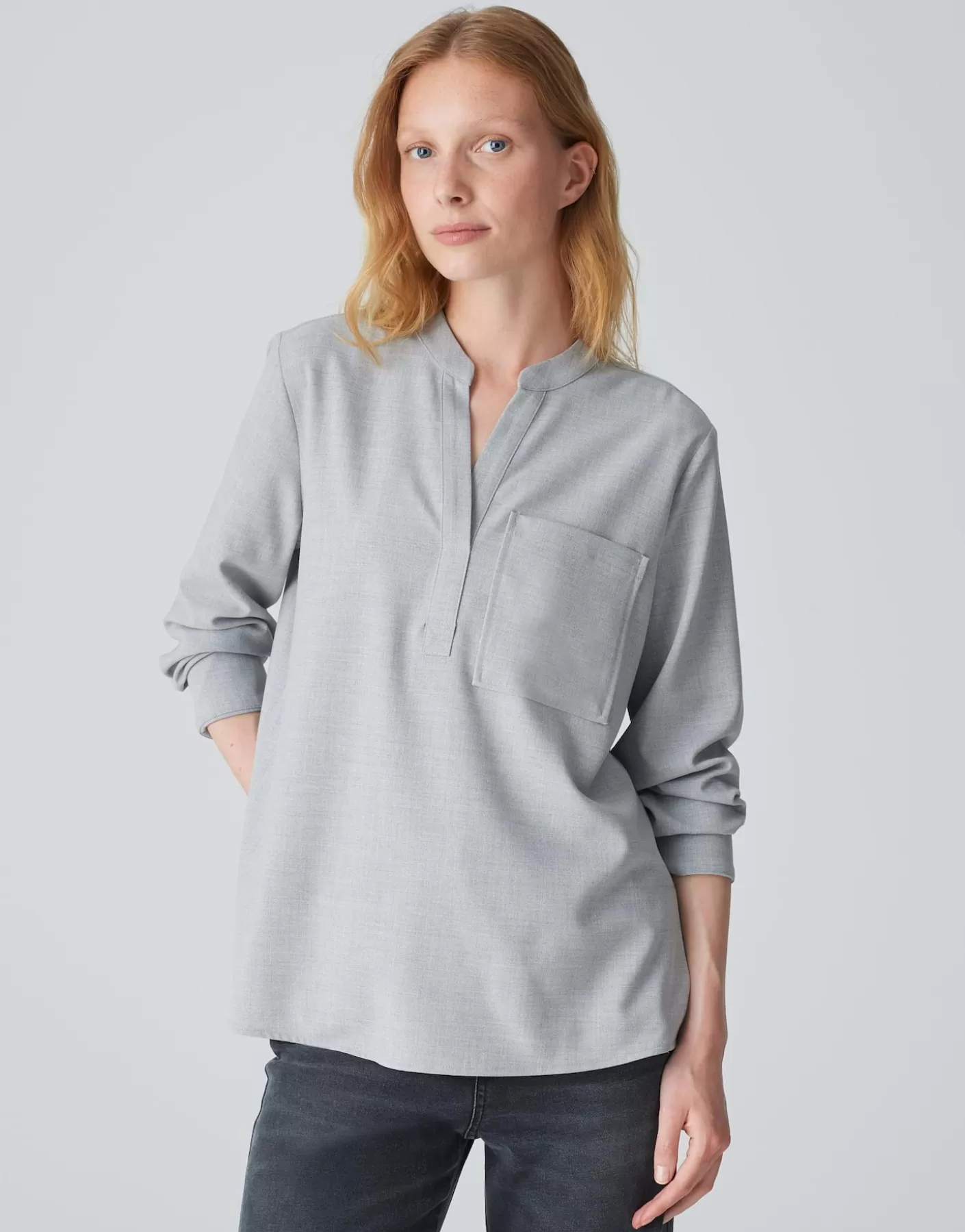 Chemisiers<OPUS Commander Blouse Tunique Fanell Gris En Ligne hazy fog melange