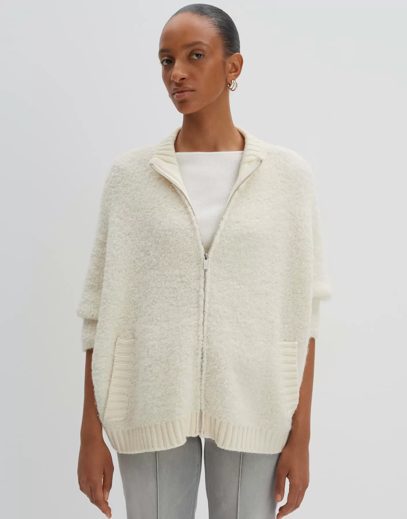 Maille<OPUS Commander Cardigan En Maille Touclee Detail Blanc En Ligne soft cream