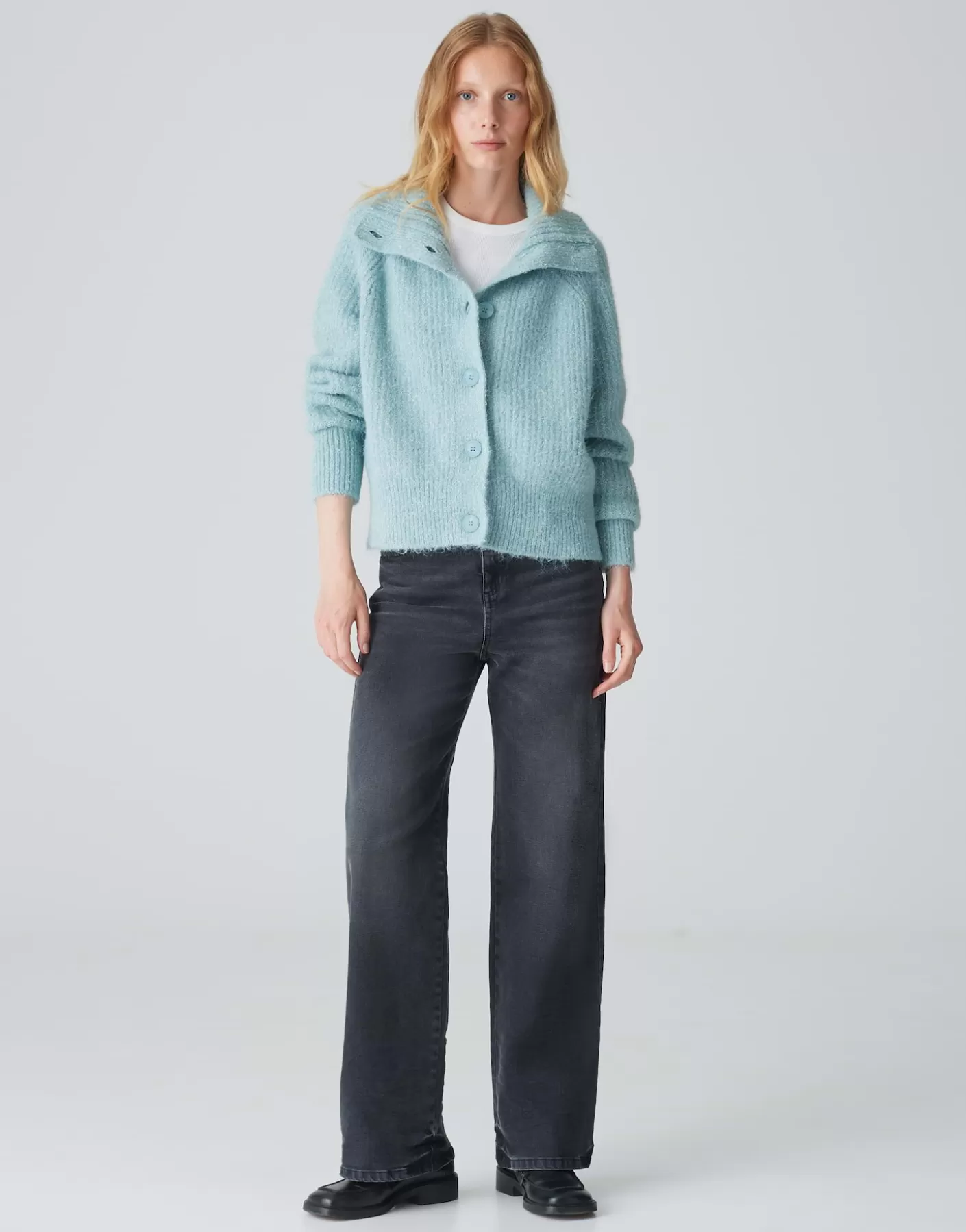 Maille<OPUS Commander Cardigan En Tricot épais Dazzi Bleu En Ligne glacier blue