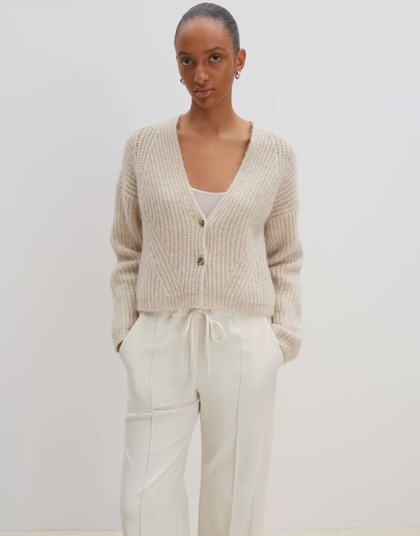 Maille<OPUS Commander Cardigan En Tricot épais Triya Beige En Ligne mellow mélange