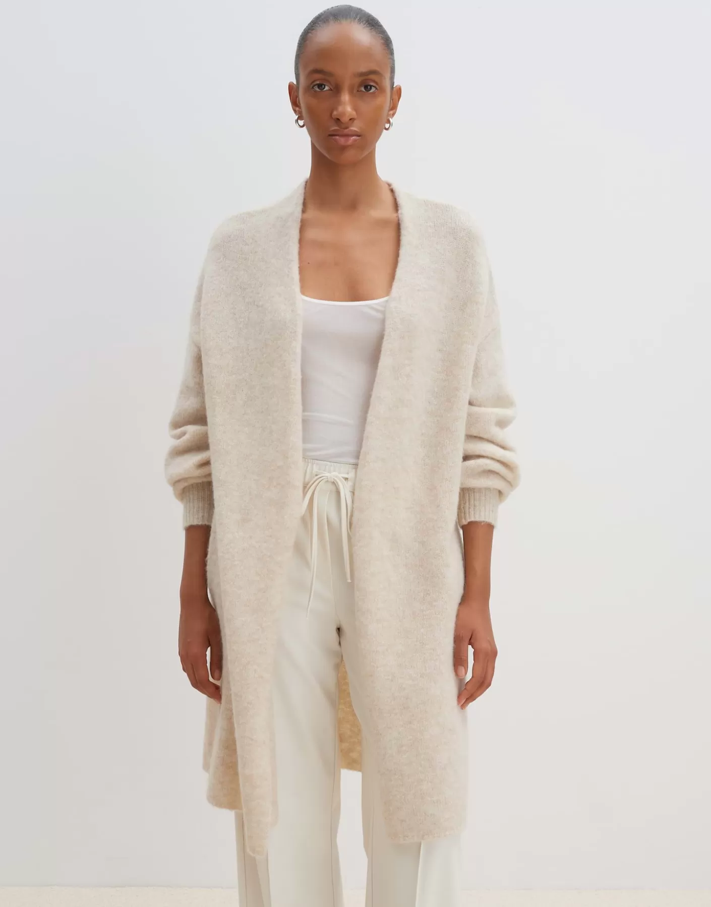 Maille<OPUS Commander Cardigan Long Taleja Beige En Ligne mellow mélange
