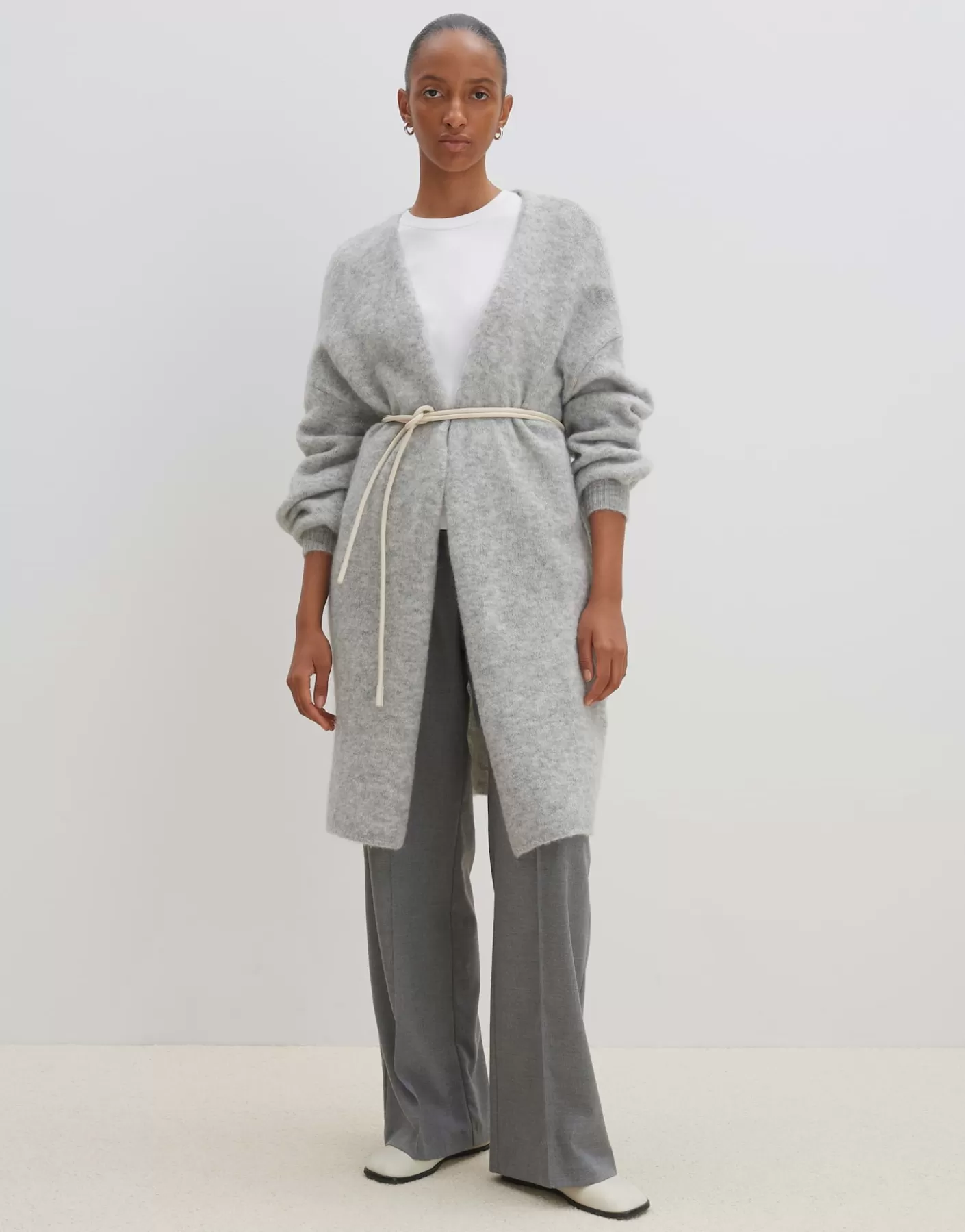 Maille<OPUS Commander Cardigan Long Taleja Gris En Ligne hazy fog melange