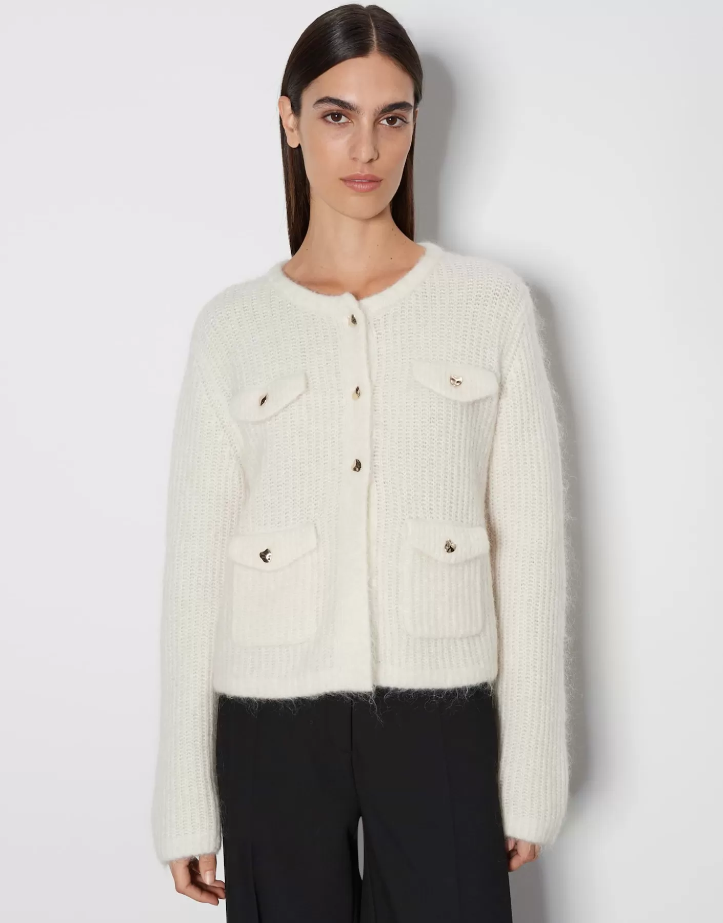 Maille<OPUS Commander Cardigan Tinara Detail Blanc En Ligne soft cream