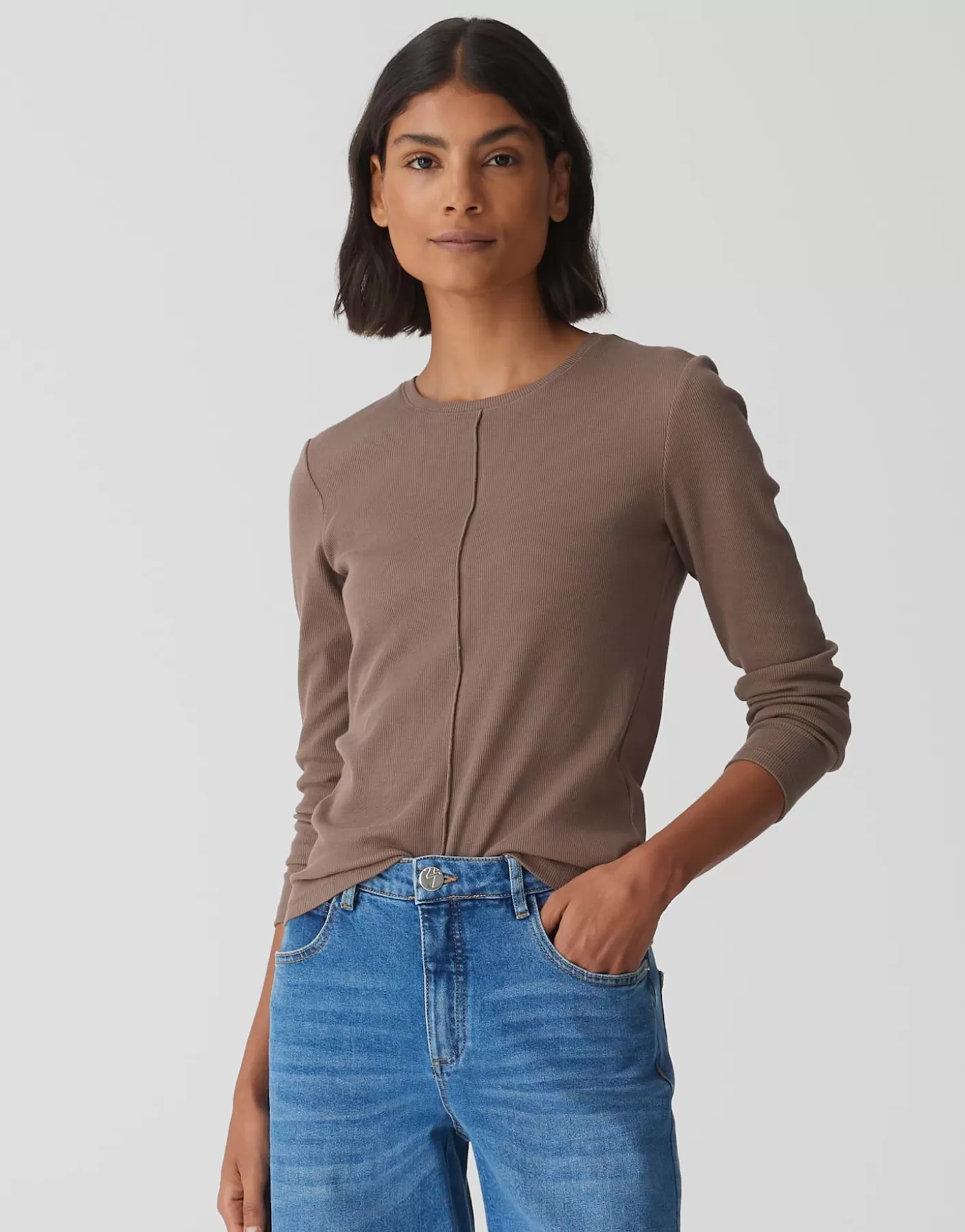 Basics | Chemises<OPUS Commander Chemise à Côtes Sadalie Marron En Ligne cocoa