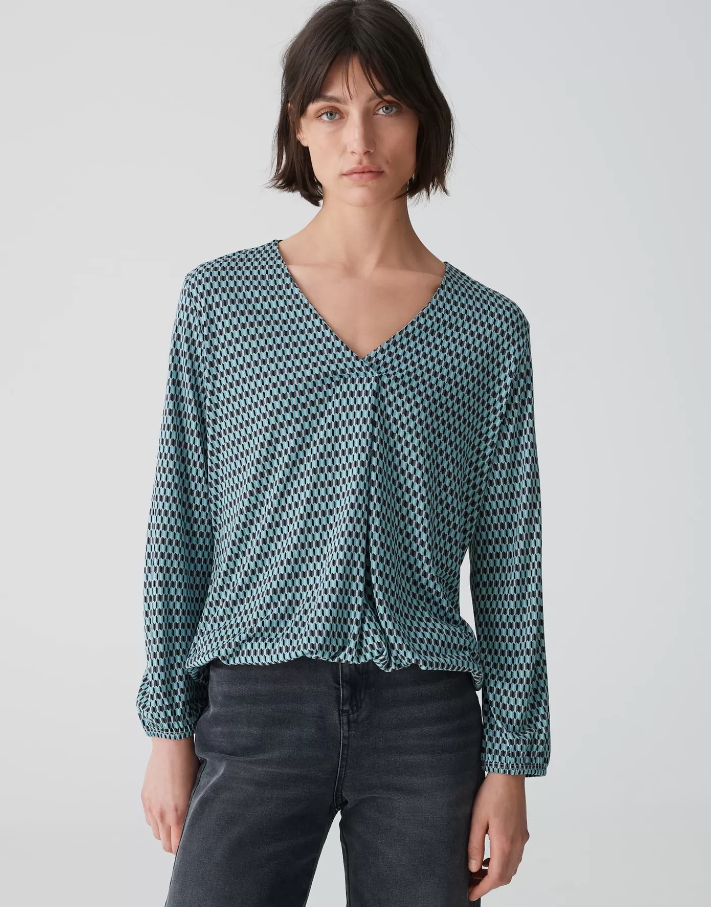 Chemises<OPUS Commander Chemise Avec Col En V Sannah Tradition Bleu En Ligne glacier blue