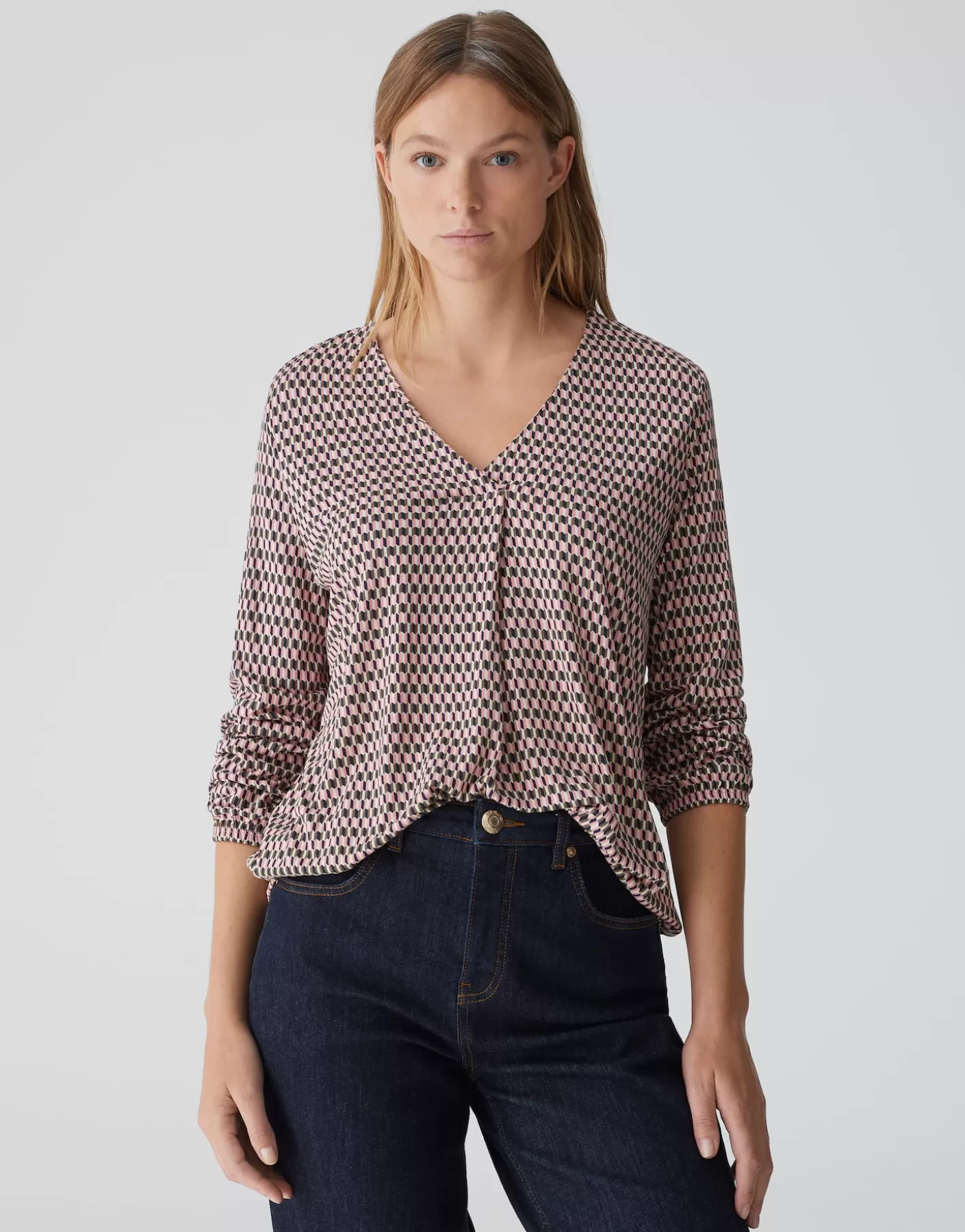 Chemises<OPUS Commander Chemise Avec Col En V Sannah Tradition Rose En Ligne mellow rose