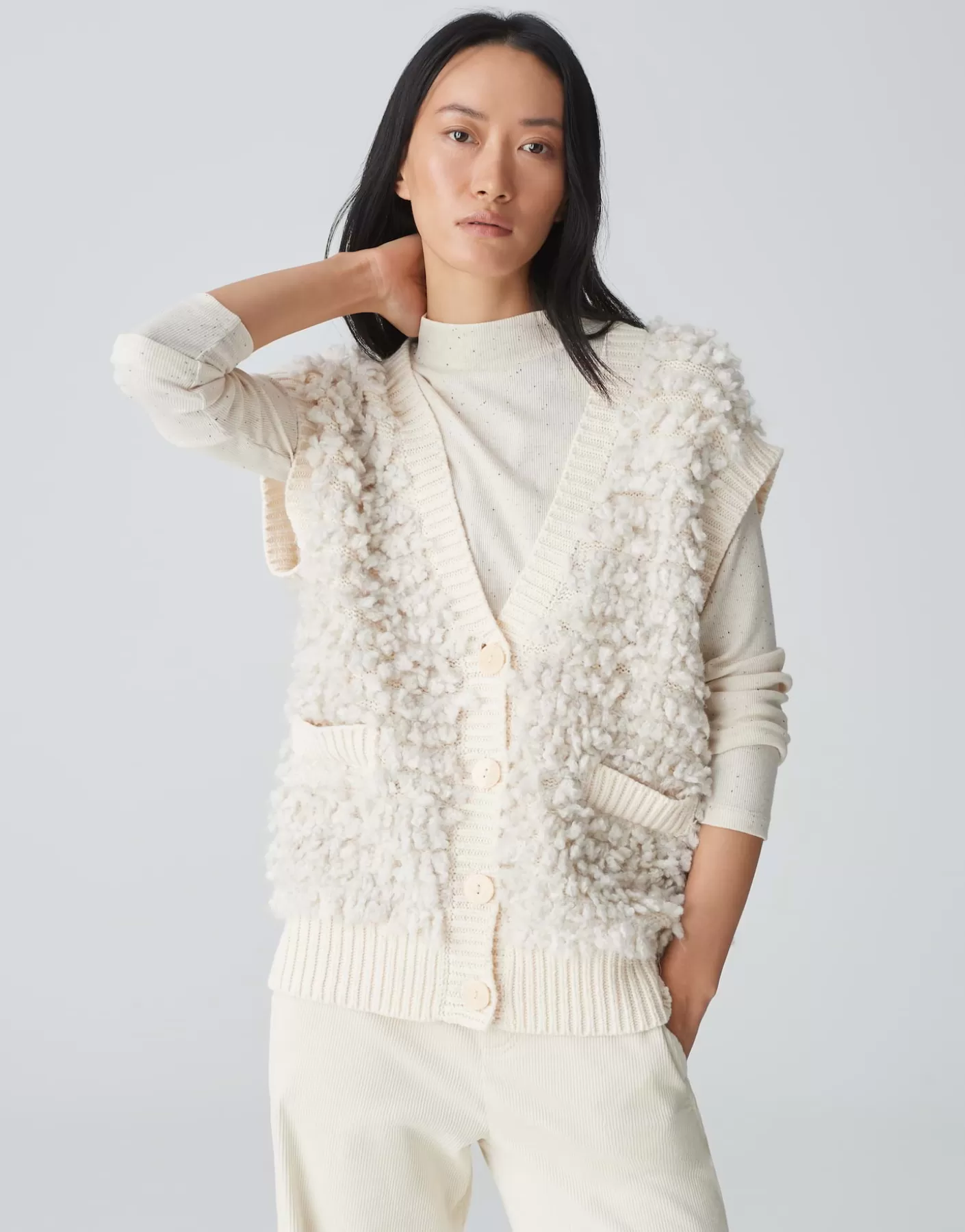 Maille | Blazer / Vestes<OPUS Commander Gilet En Tricot Deluda Blanc En Ligne soft cream