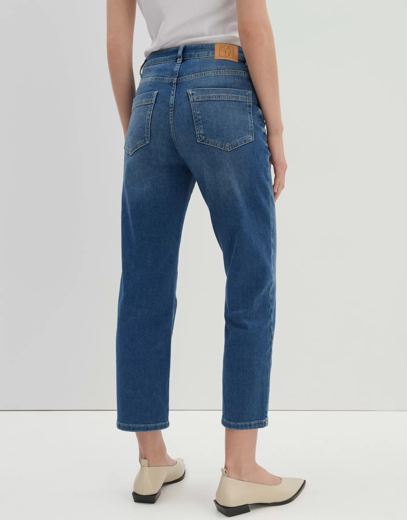 Jeans<OPUS Commander Jean Court Et Décontracté Corah Bleu En Ligne mid dusty blue