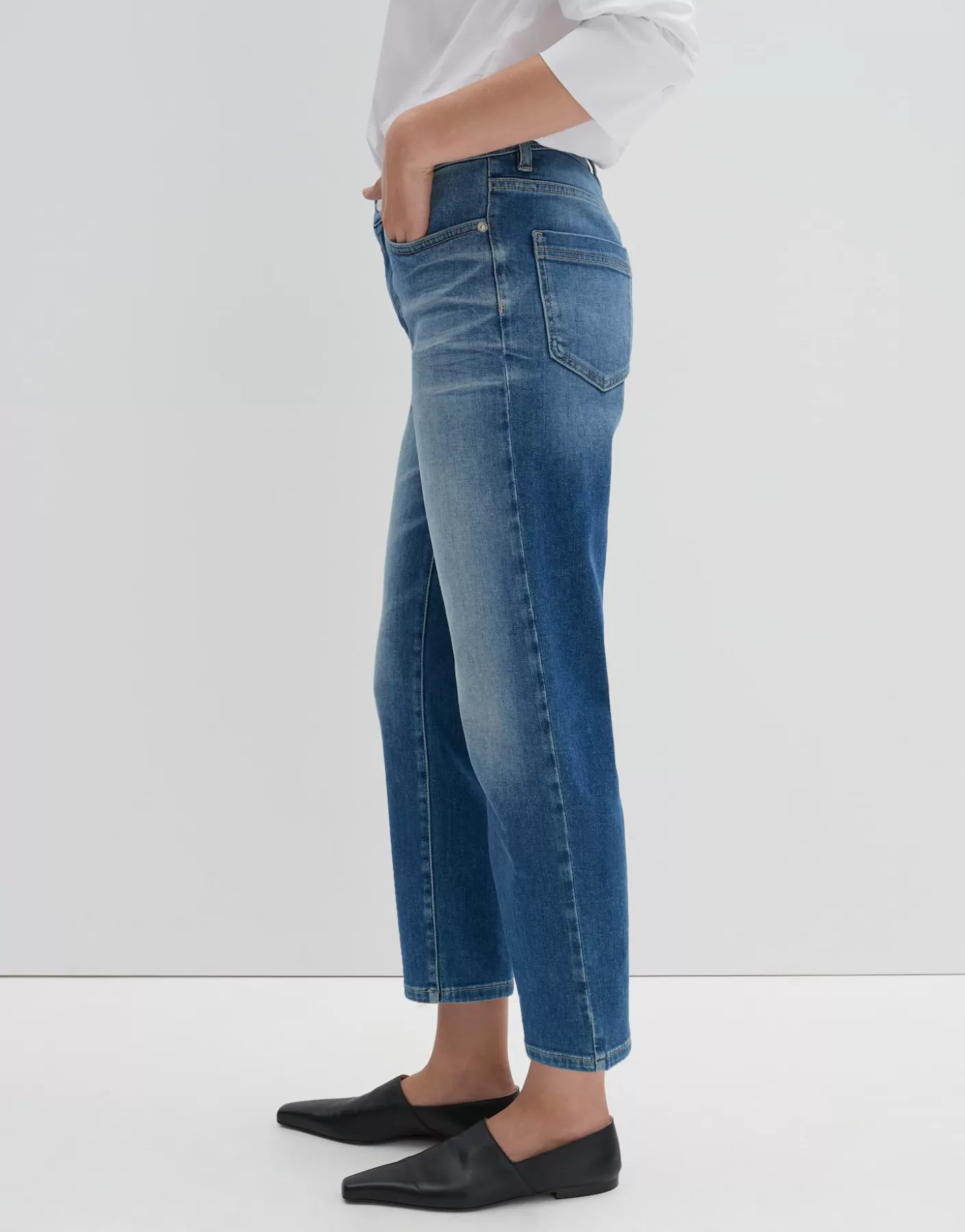 Jeans<OPUS Commander Jean Court Et Décontracté Corah Iconic Bleu En Ligne mid dusty blue