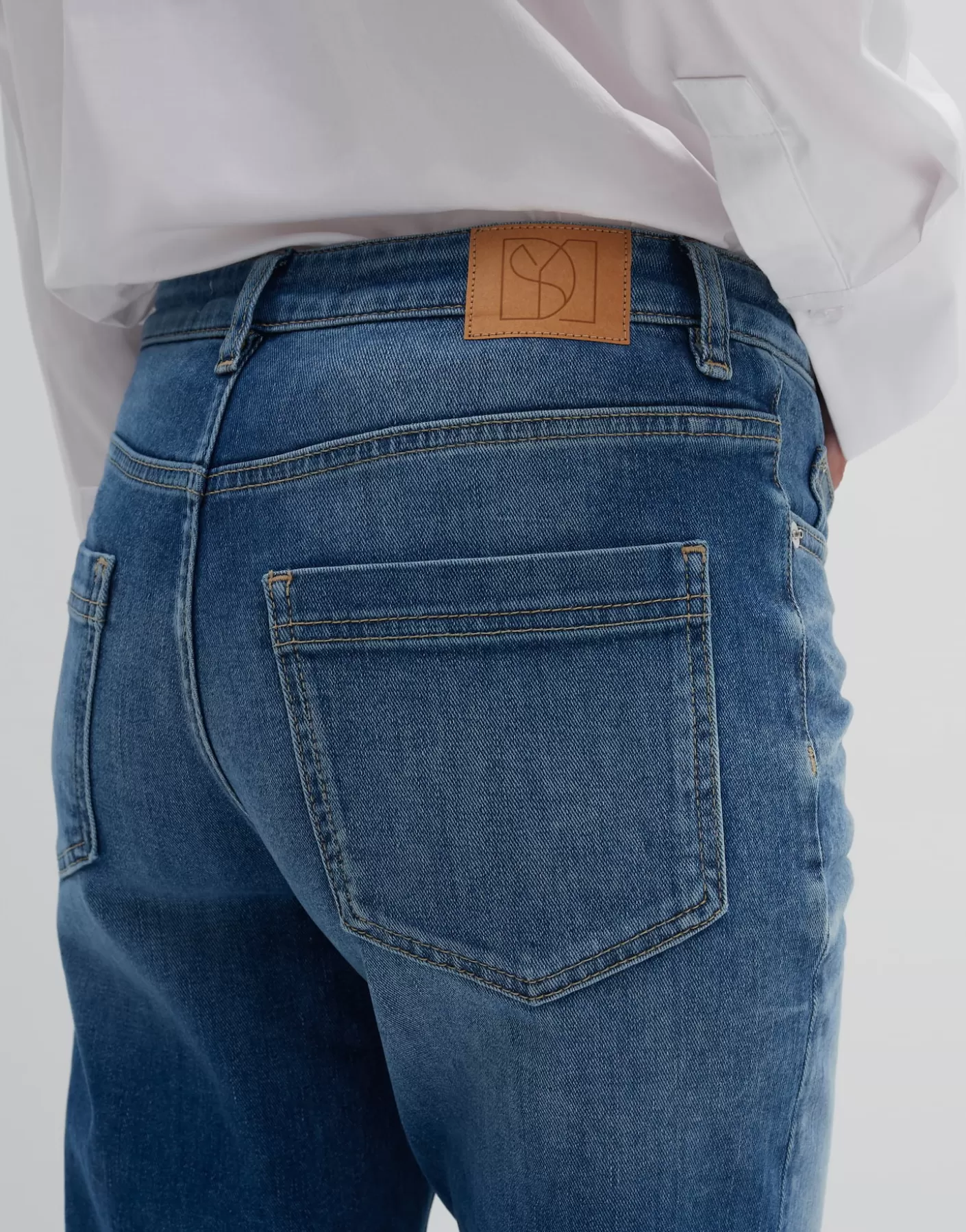 Jeans<OPUS Commander Jean Court Et Décontracté Corah Iconic Bleu En Ligne mid dusty blue