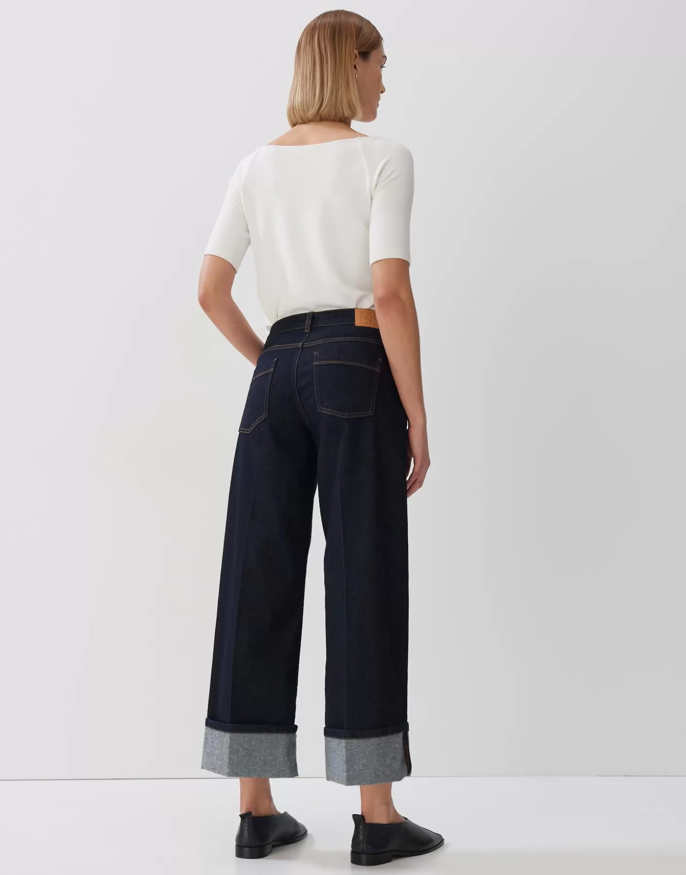 Jeans<OPUS Commander Jean Large Croisé Cellma Turn Up Bleu En Ligne dark rinsed blue