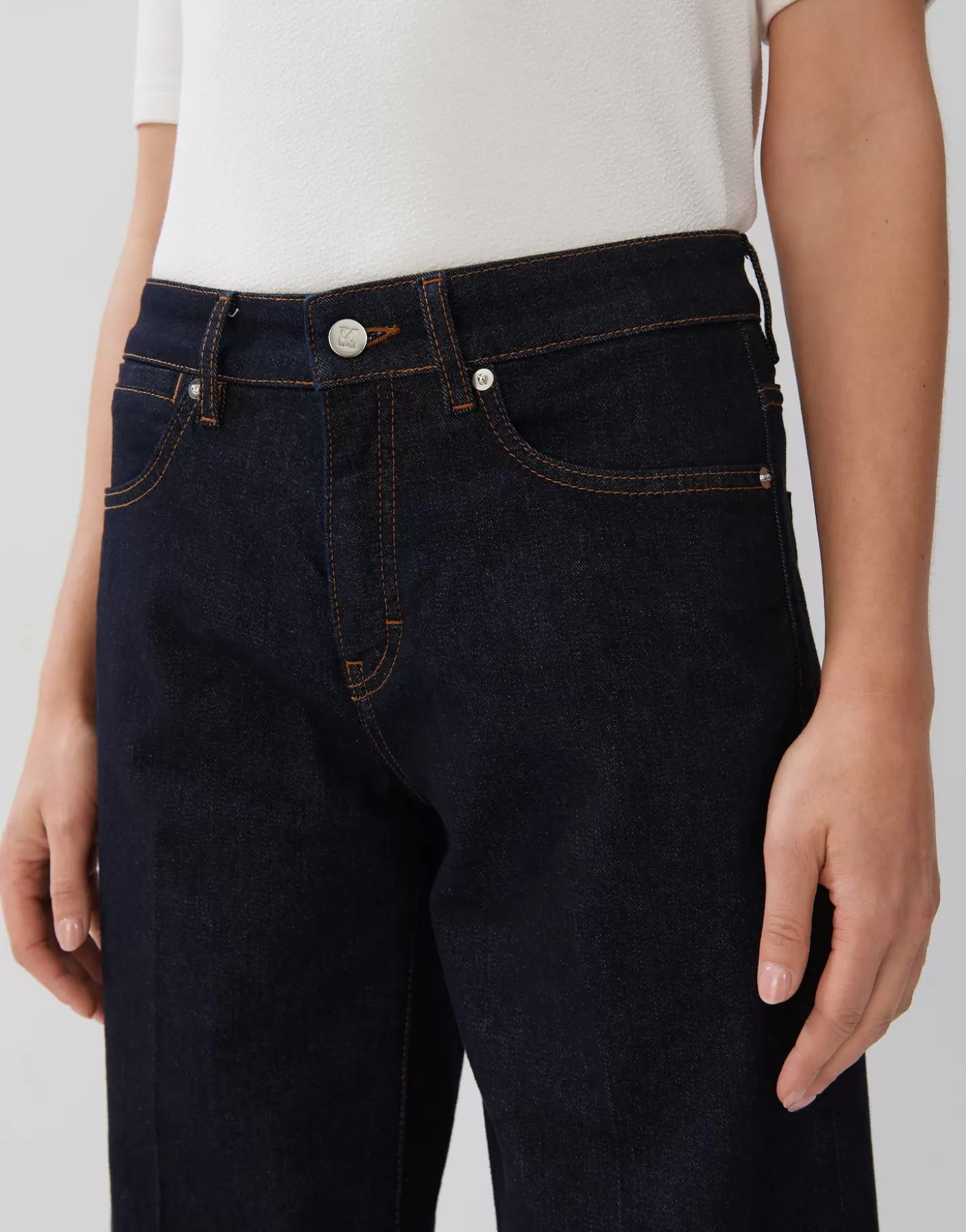 Jeans<OPUS Commander Jean Large Croisé Cellma Turn Up Bleu En Ligne dark rinsed blue