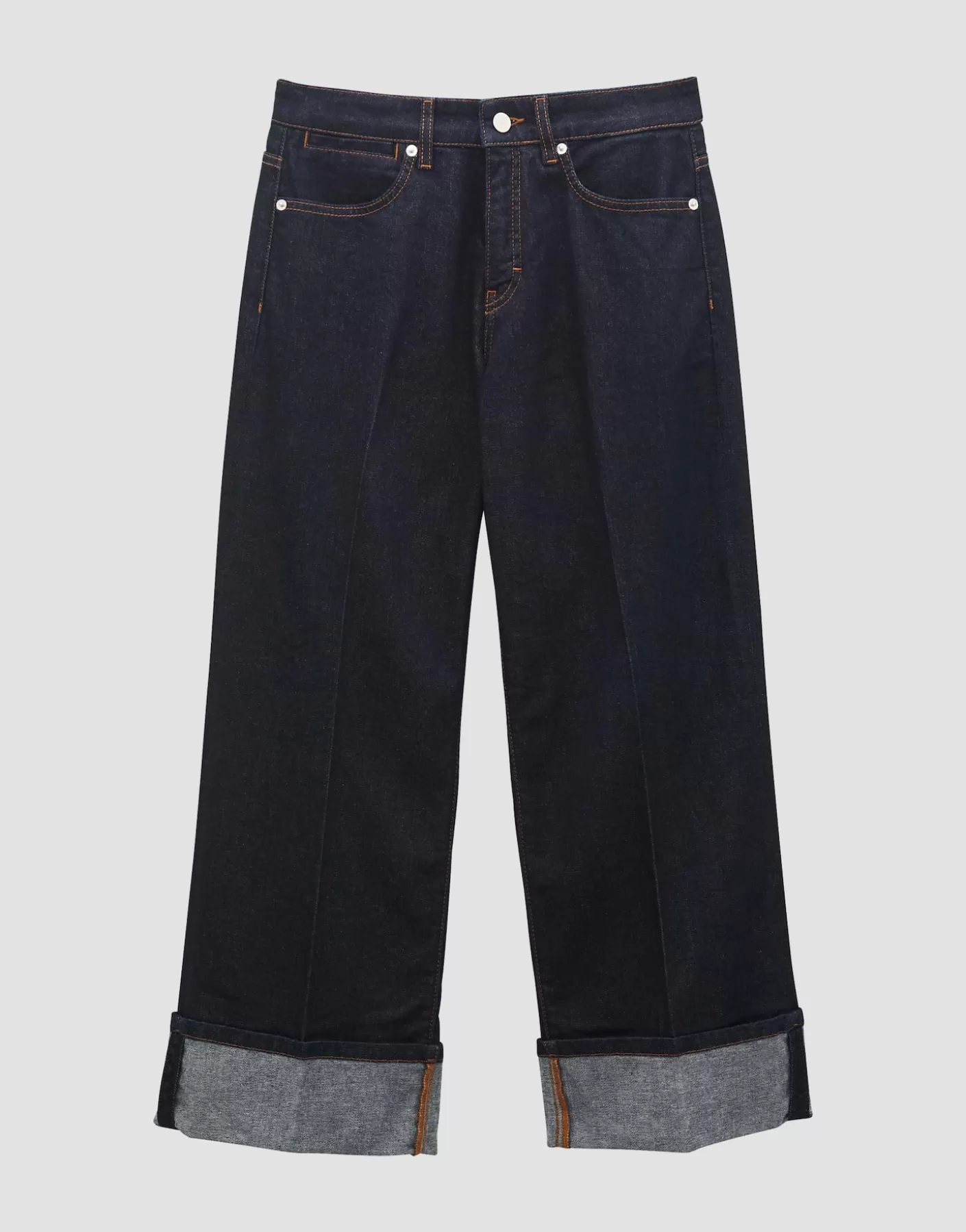 Jeans<OPUS Commander Jean Large Croisé Cellma Turn Up Bleu En Ligne dark rinsed blue