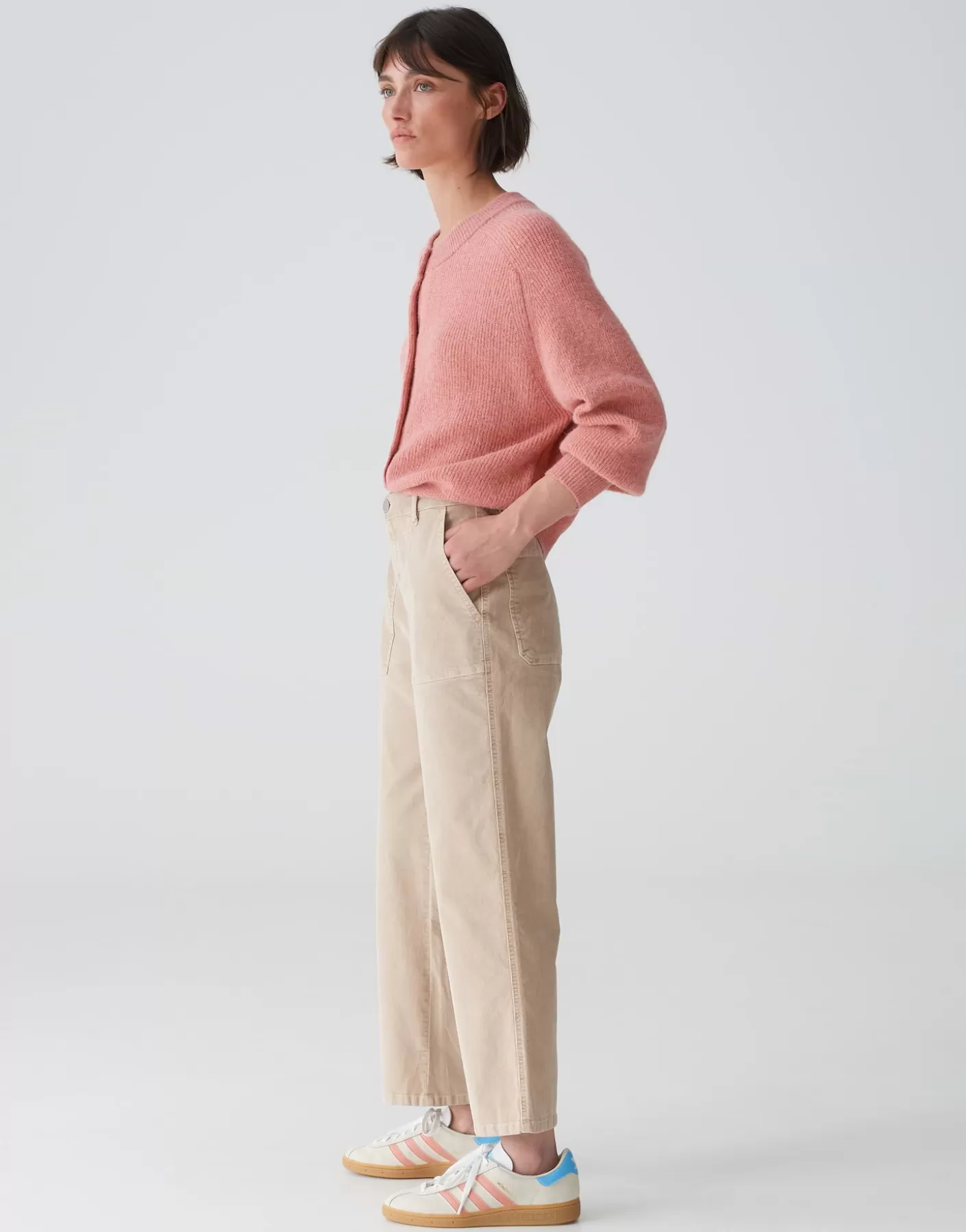 Pantalons | Jeans<OPUS Commander Jean Large Croisé Mokoti Work Beige En Ligne macadamia