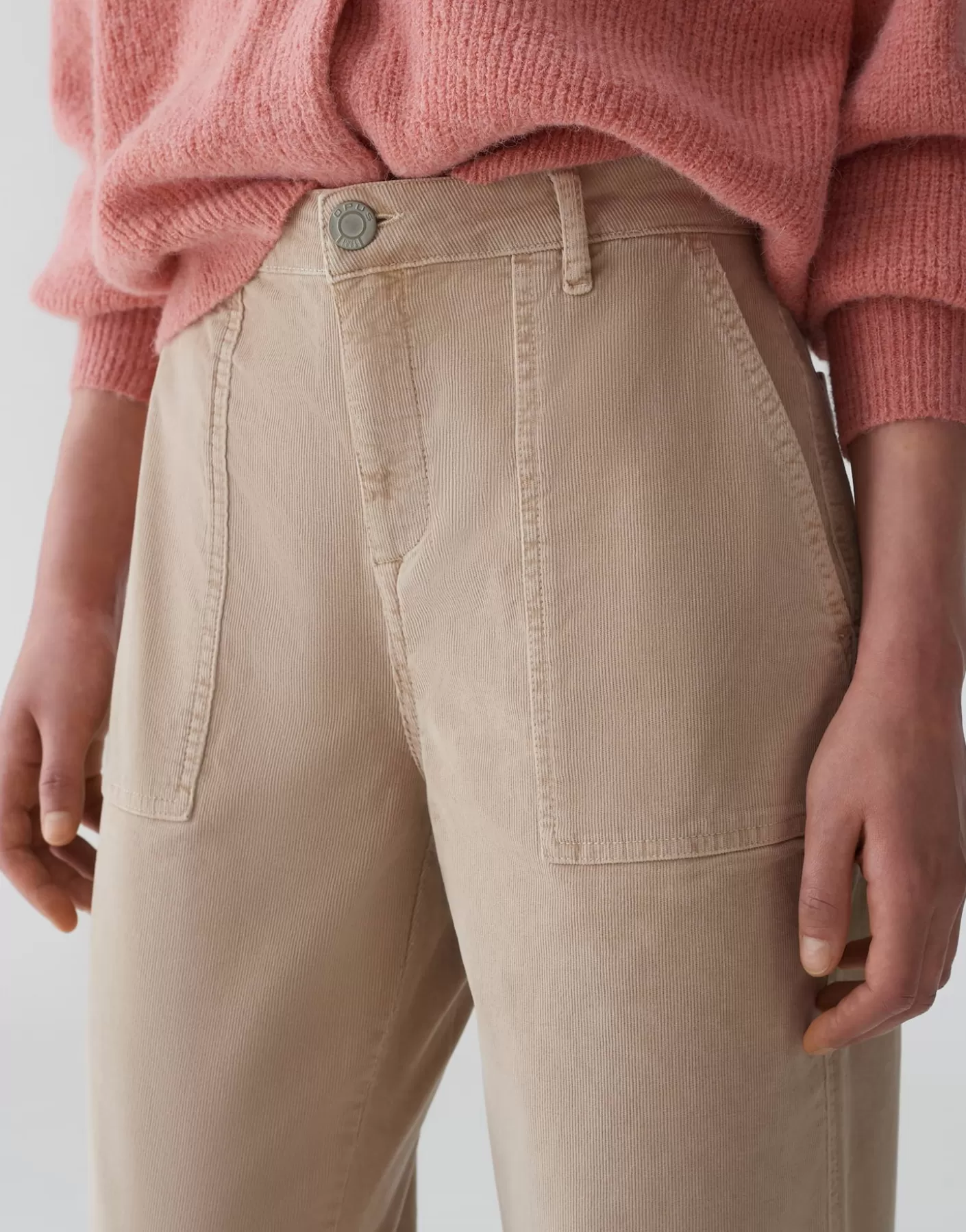 Pantalons | Jeans<OPUS Commander Jean Large Croisé Mokoti Work Beige En Ligne macadamia