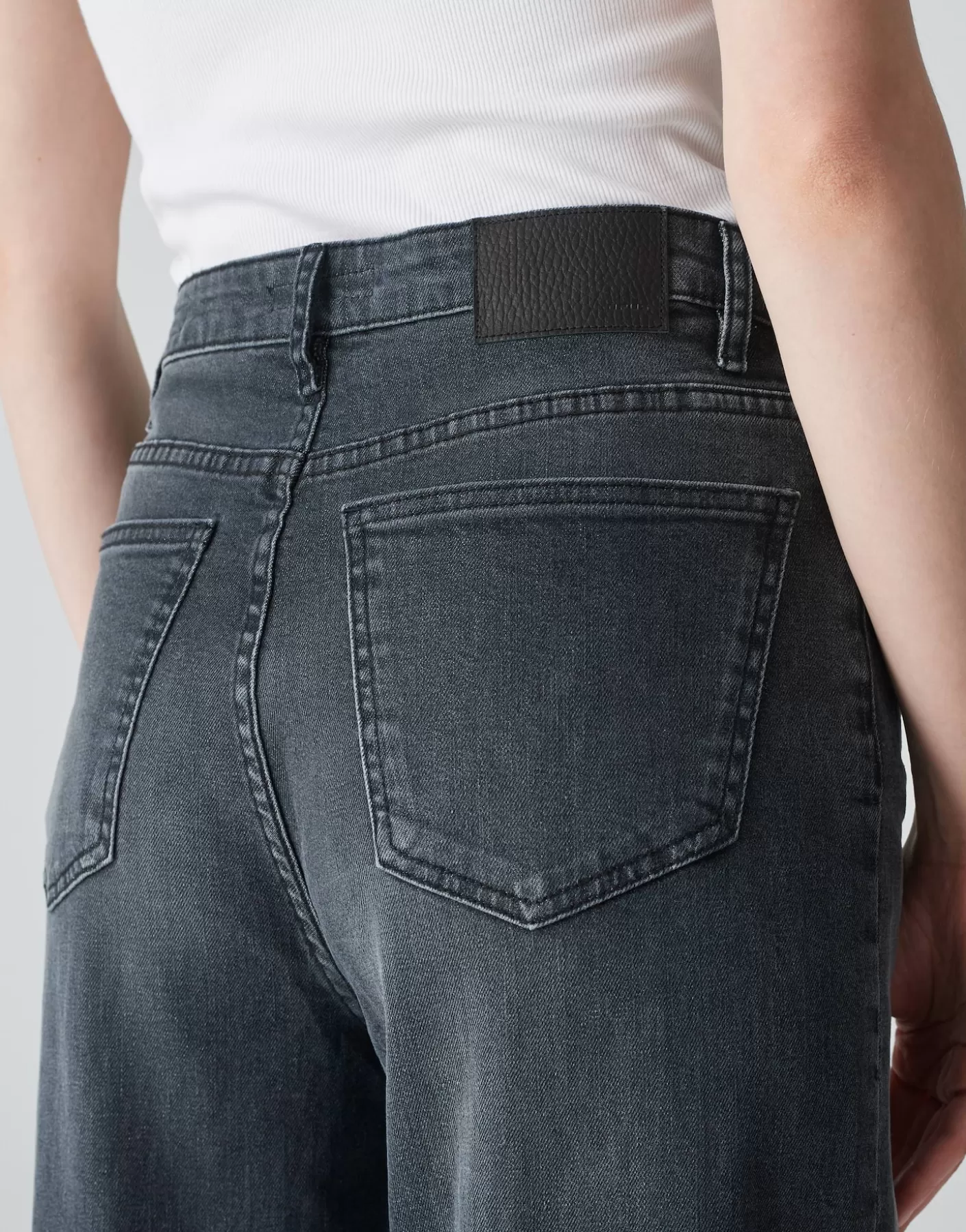 Jeans<OPUS Commander Jeans à Jambe Large Marli Turn Up Gris En Ligne soft authentic grey