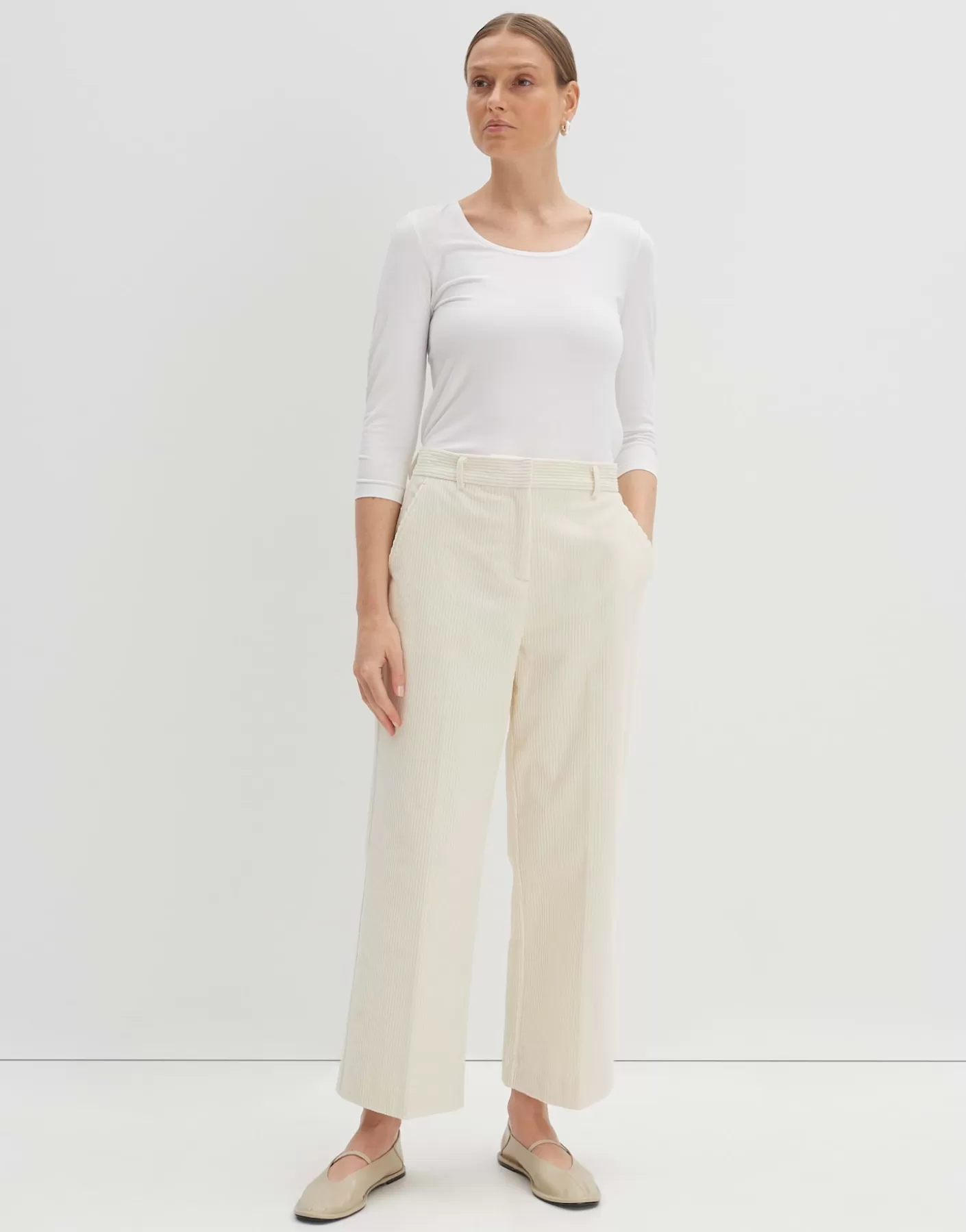 Pantalons<OPUS Commander Pantalon En Velours Côtelé Cisilia Corduroy Blanc En Ligne soft cream