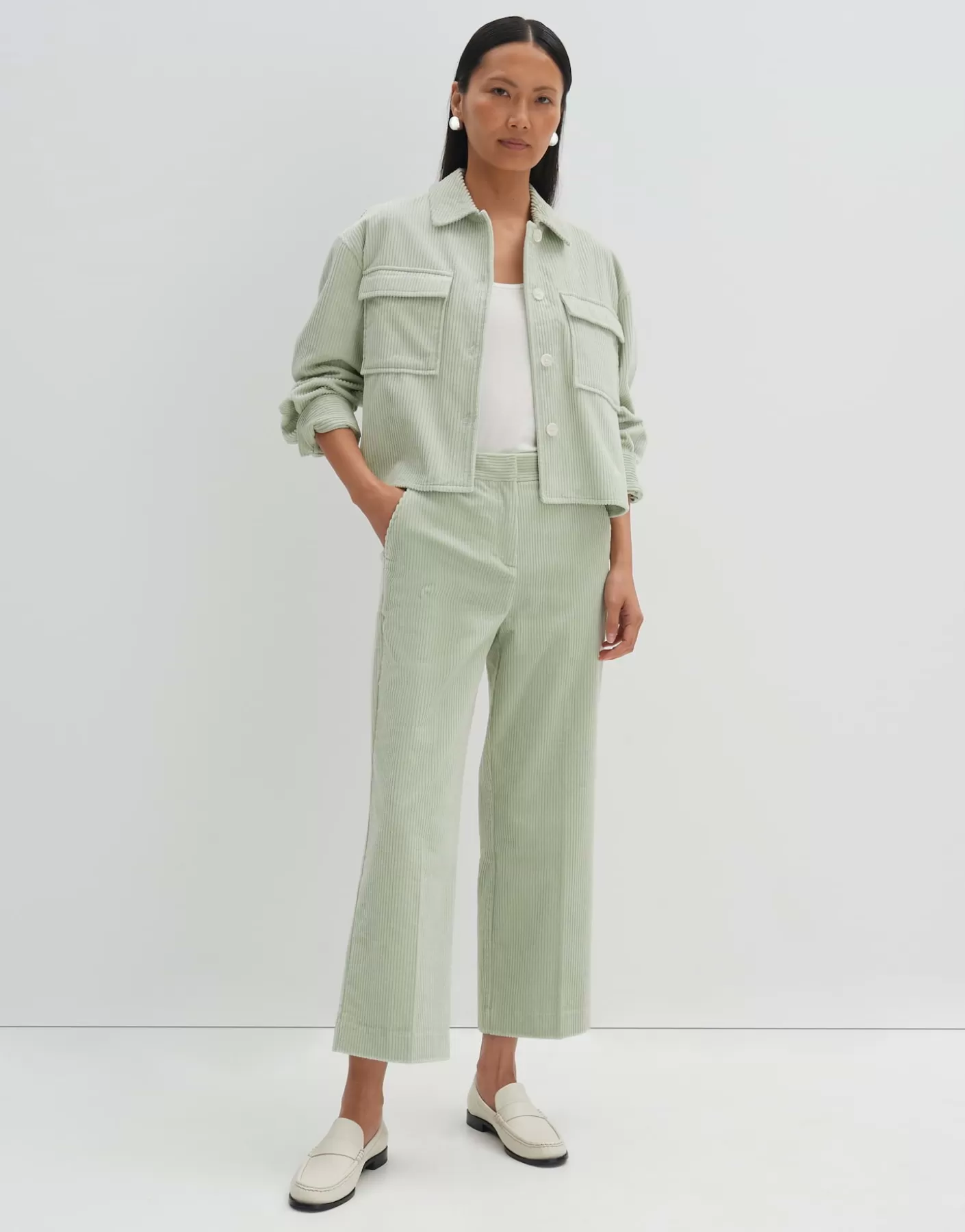 Pantalons<OPUS Commander Pantalon En Velours Côtelé Cisilia Corduroy Vert En Ligne pale jade