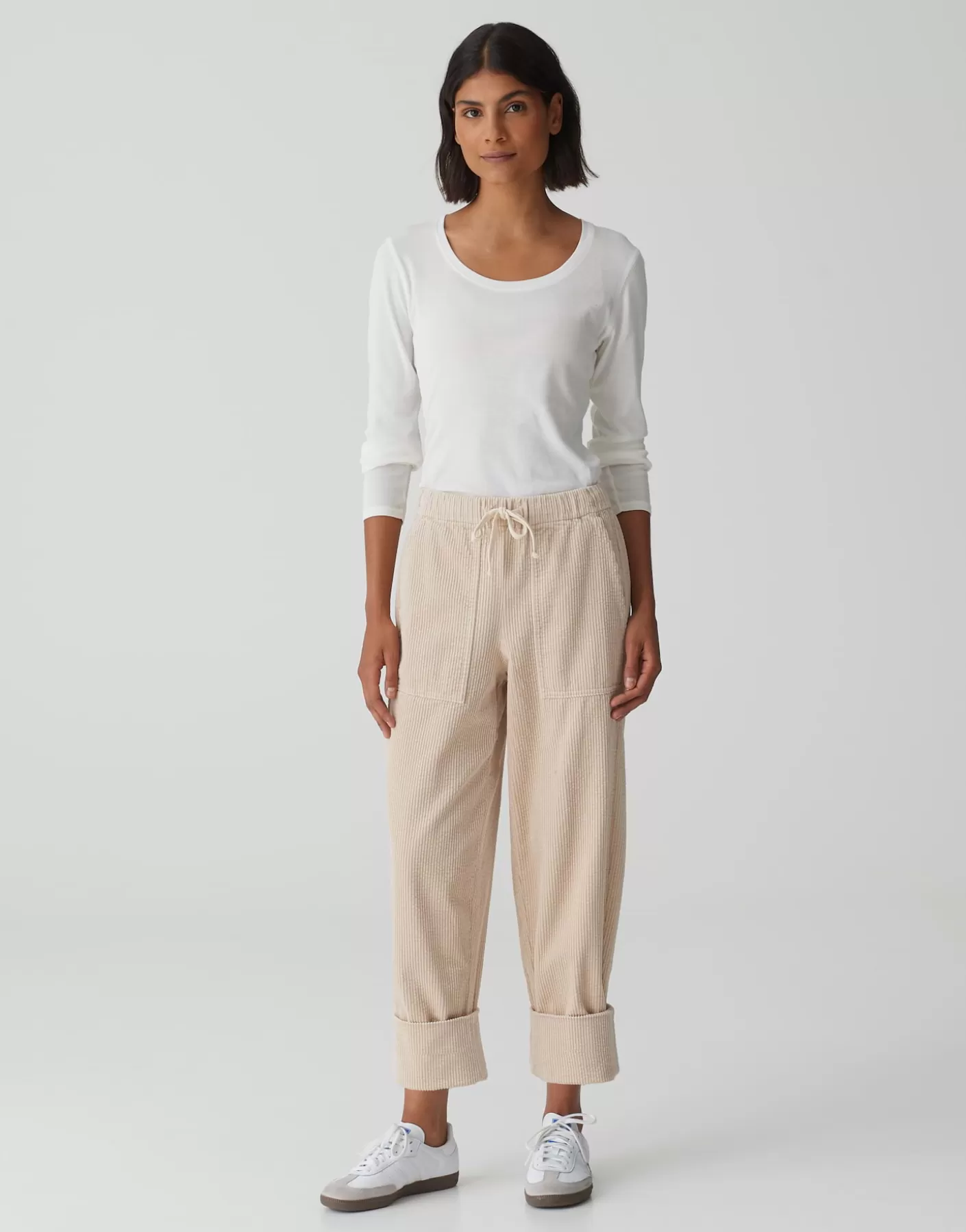 Pantalons<OPUS Commander Pantalon En Velours Côtelé Malpi Cargo Beige En Ligne macadamia