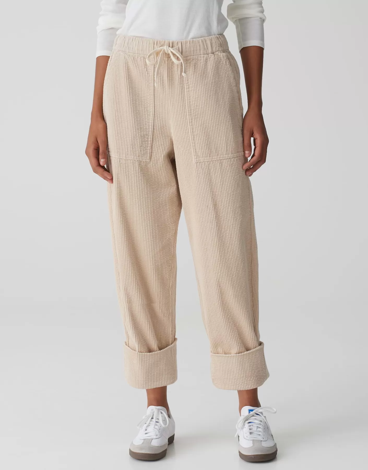 Pantalons<OPUS Commander Pantalon En Velours Côtelé Malpi Cargo Beige En Ligne macadamia