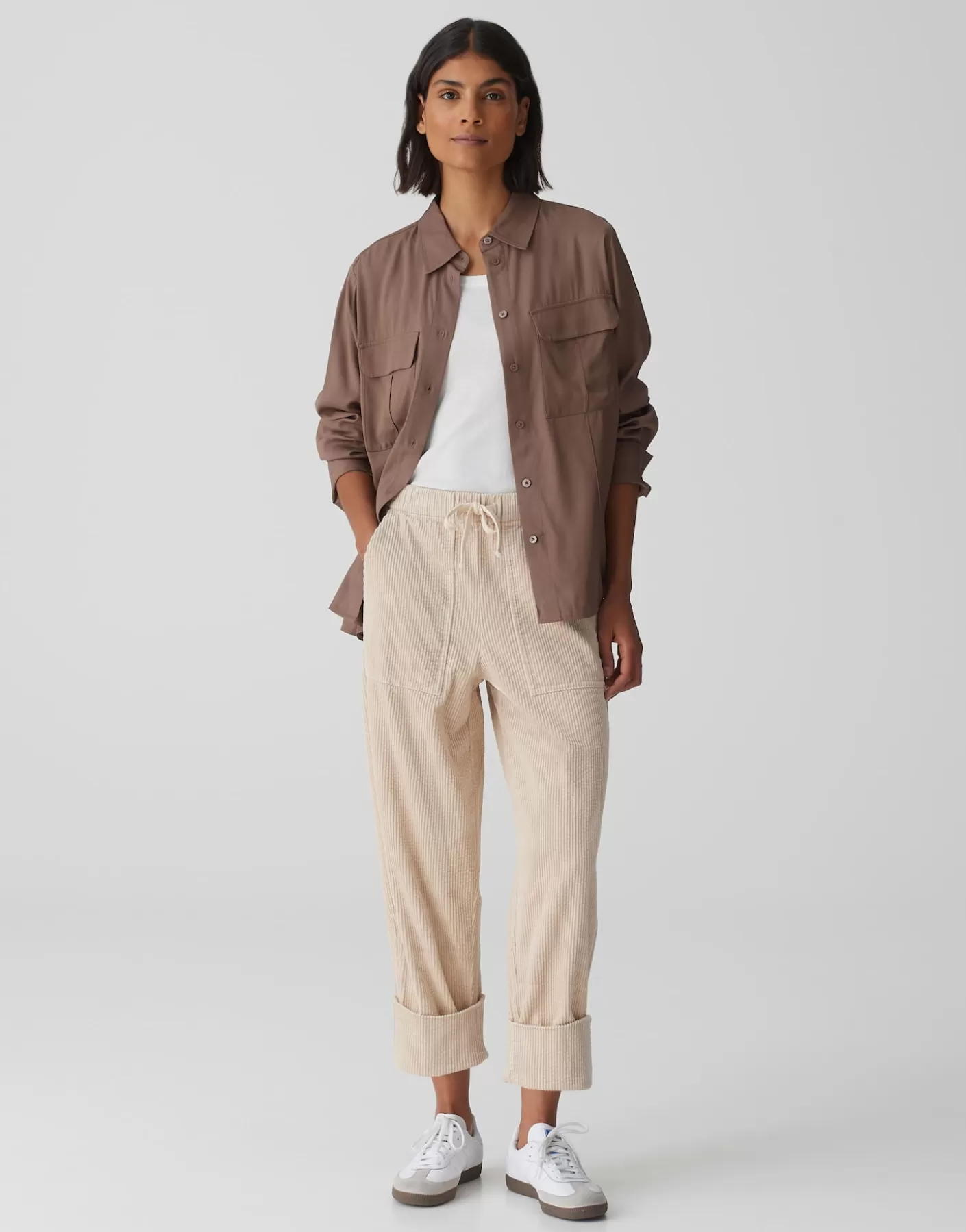 Pantalons<OPUS Commander Pantalon En Velours Côtelé Malpi Cargo Beige En Ligne macadamia