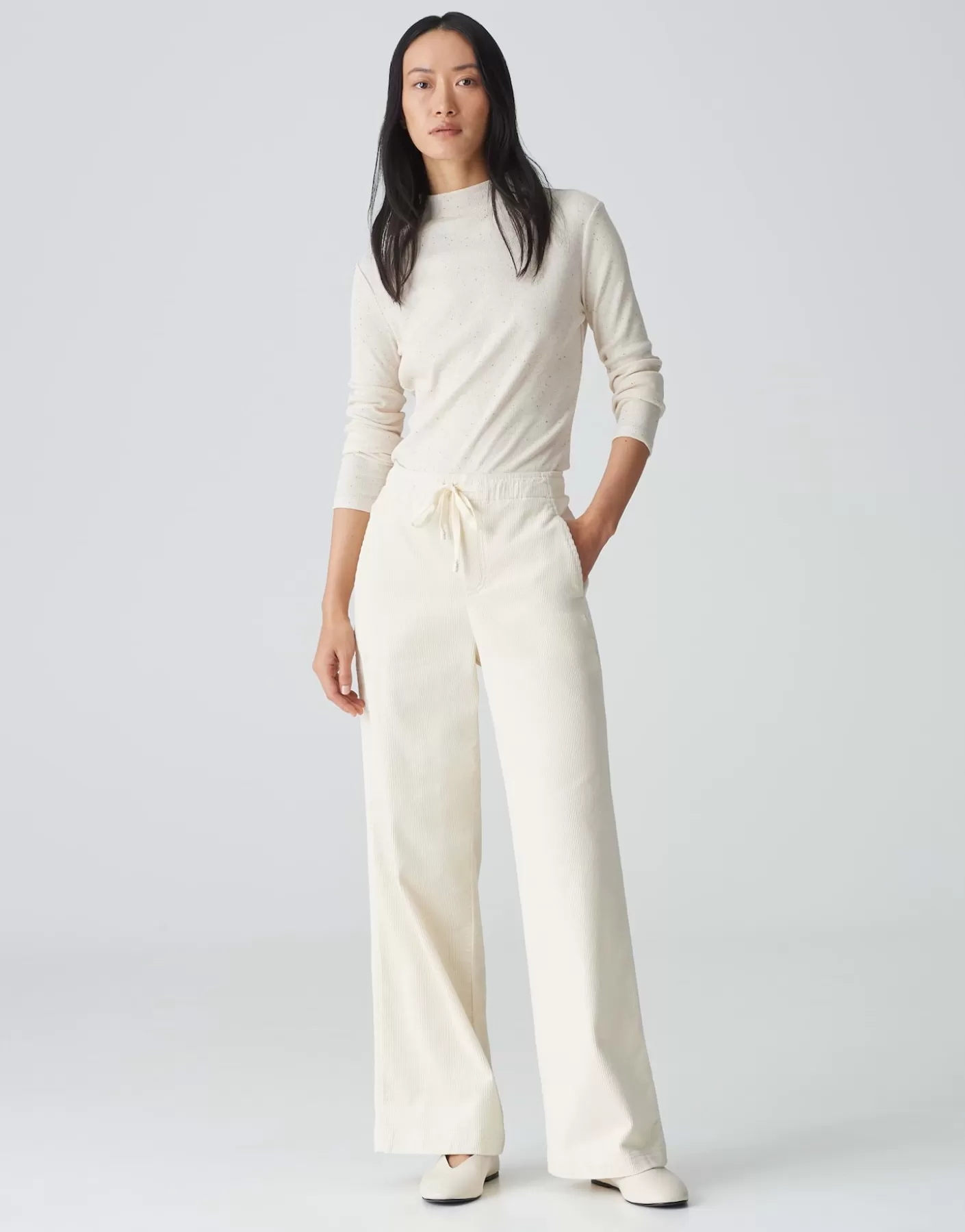 Pantalons | Meilleures Ventes<OPUS Commander Pantalon En Velours Côtelé Mileni Track Blanc En Ligne soft cream