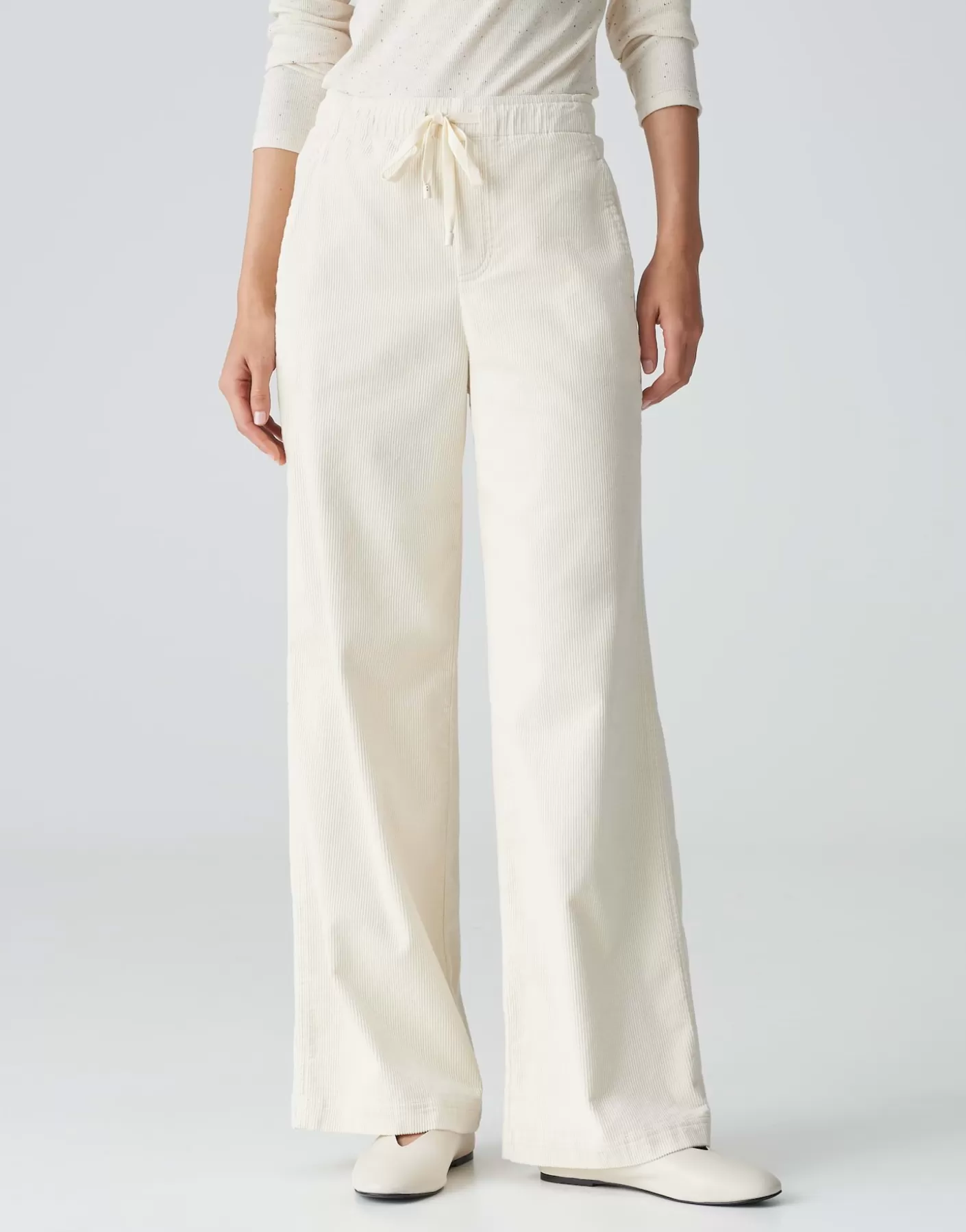 Pantalons | Meilleures Ventes<OPUS Commander Pantalon En Velours Côtelé Mileni Track Blanc En Ligne soft cream