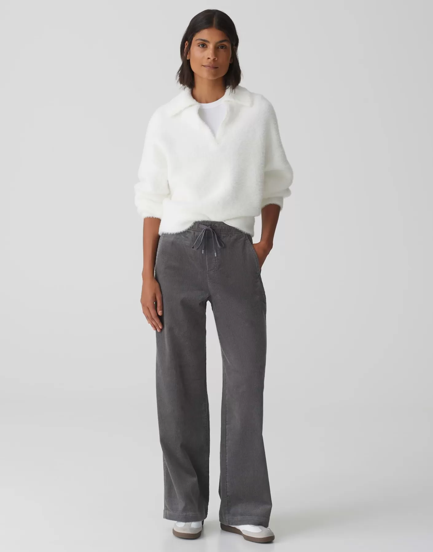 Pantalons | Meilleures Ventes<OPUS Commander Pantalon En Velours Côtelé Mileni Track Gris En Ligne graphite glaze