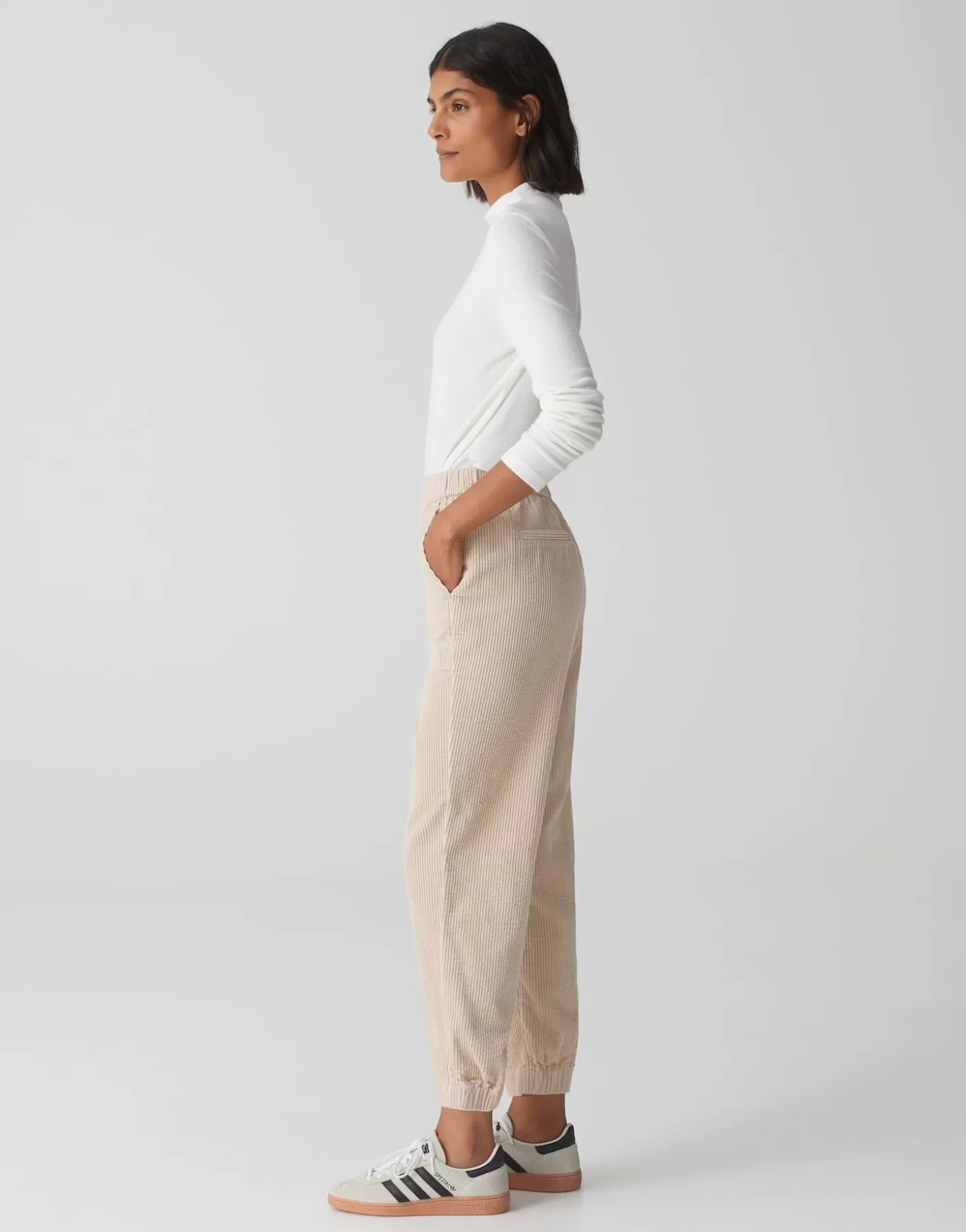 Pantalons<OPUS Commander Pantalon En Velours Côtelé Myha Corduroy Beige En Ligne macadamia