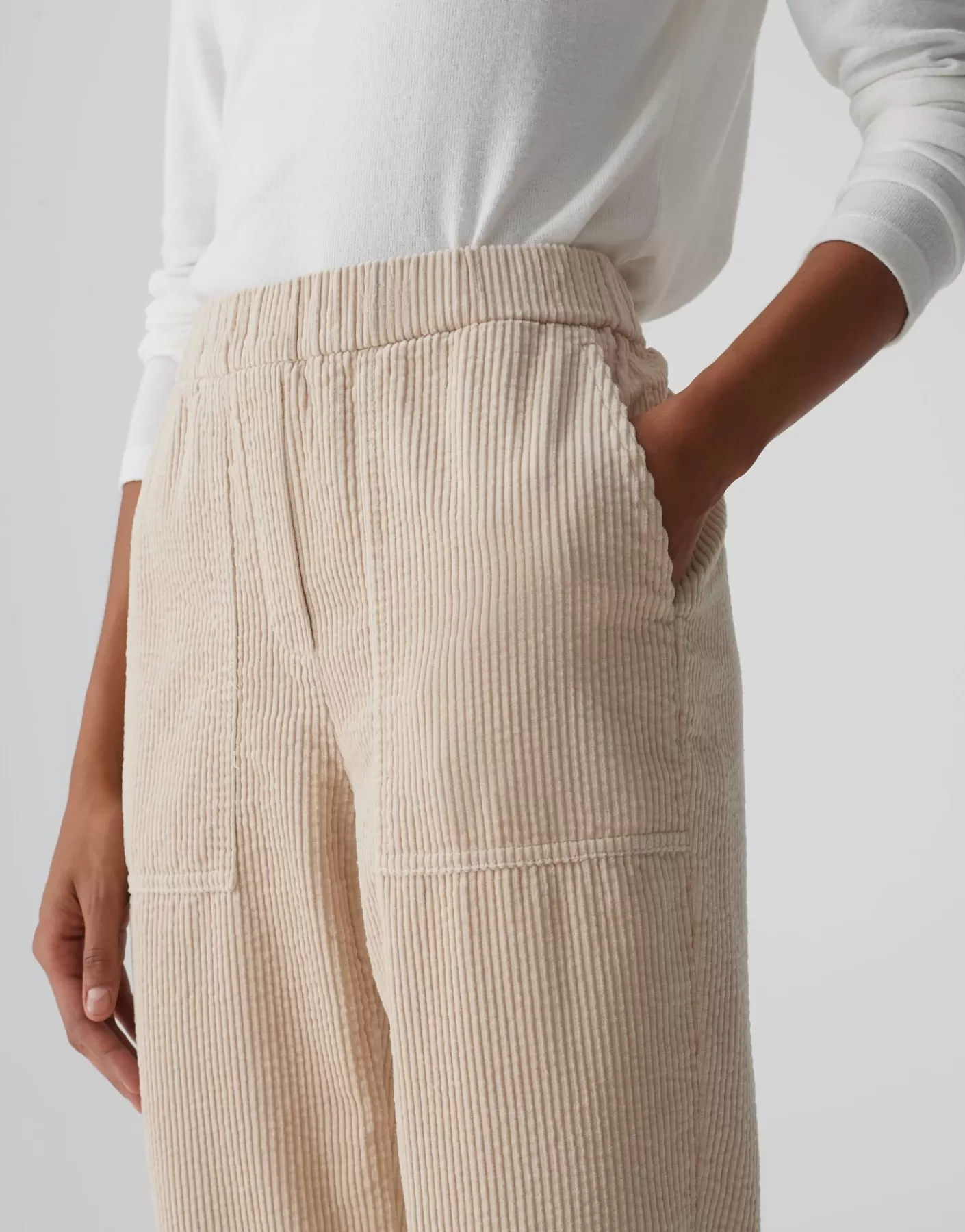 Pantalons<OPUS Commander Pantalon En Velours Côtelé Myha Corduroy Beige En Ligne macadamia