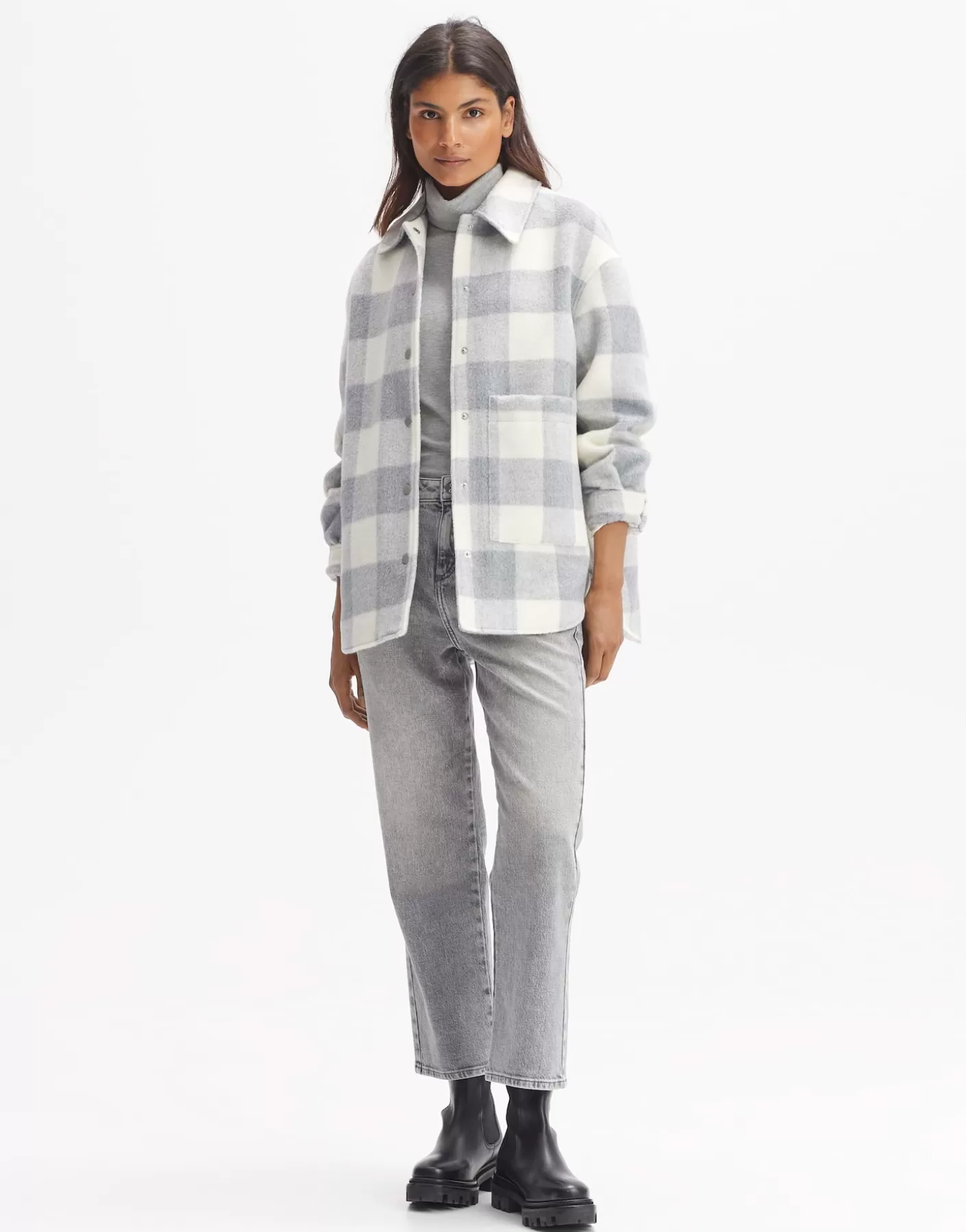 Blazer / Vestes<OPUS Commander Pull-over Julola Check Gris En Ligne hazy fog melange